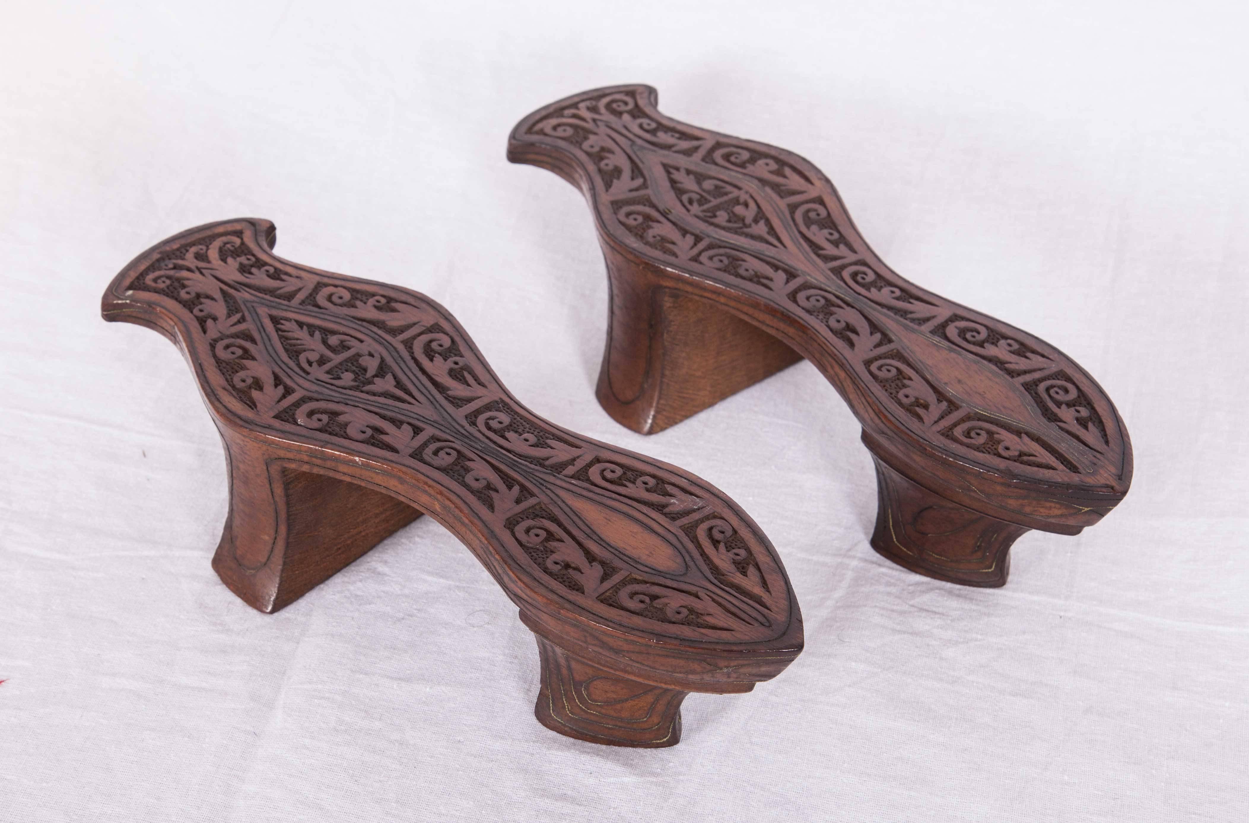Carved Late 19th-Early 20th Century Ottoman Turkish Bath Clogs 'Nalin in Turkish' For Sale