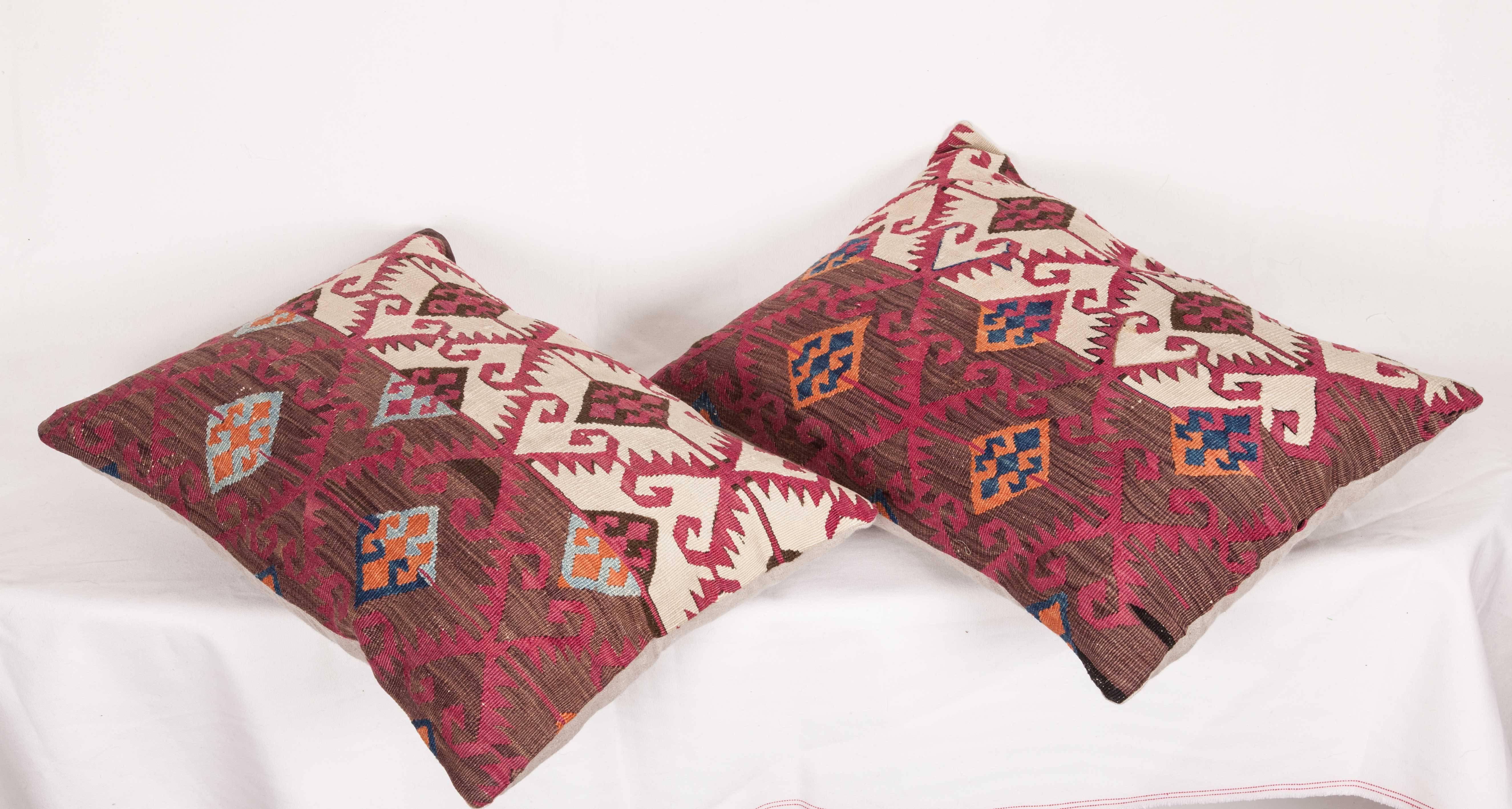 Antique Pillows Made Out of a 19th Century Anatolian Kilim Fragment In Good Condition In Istanbul, TR