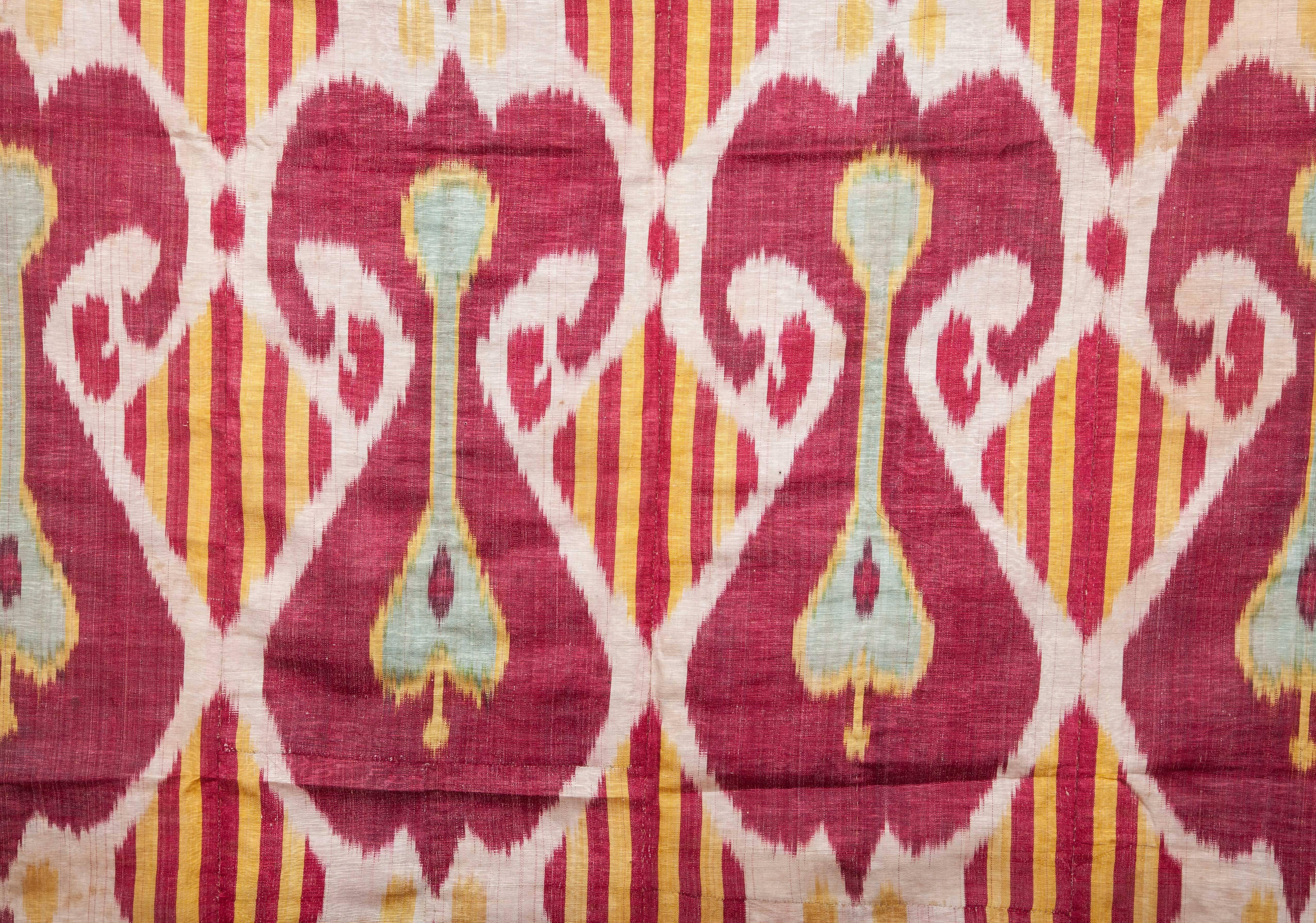 Uzbek Late 19th Century Silk Warp Cotton Weft Ikat Hanging