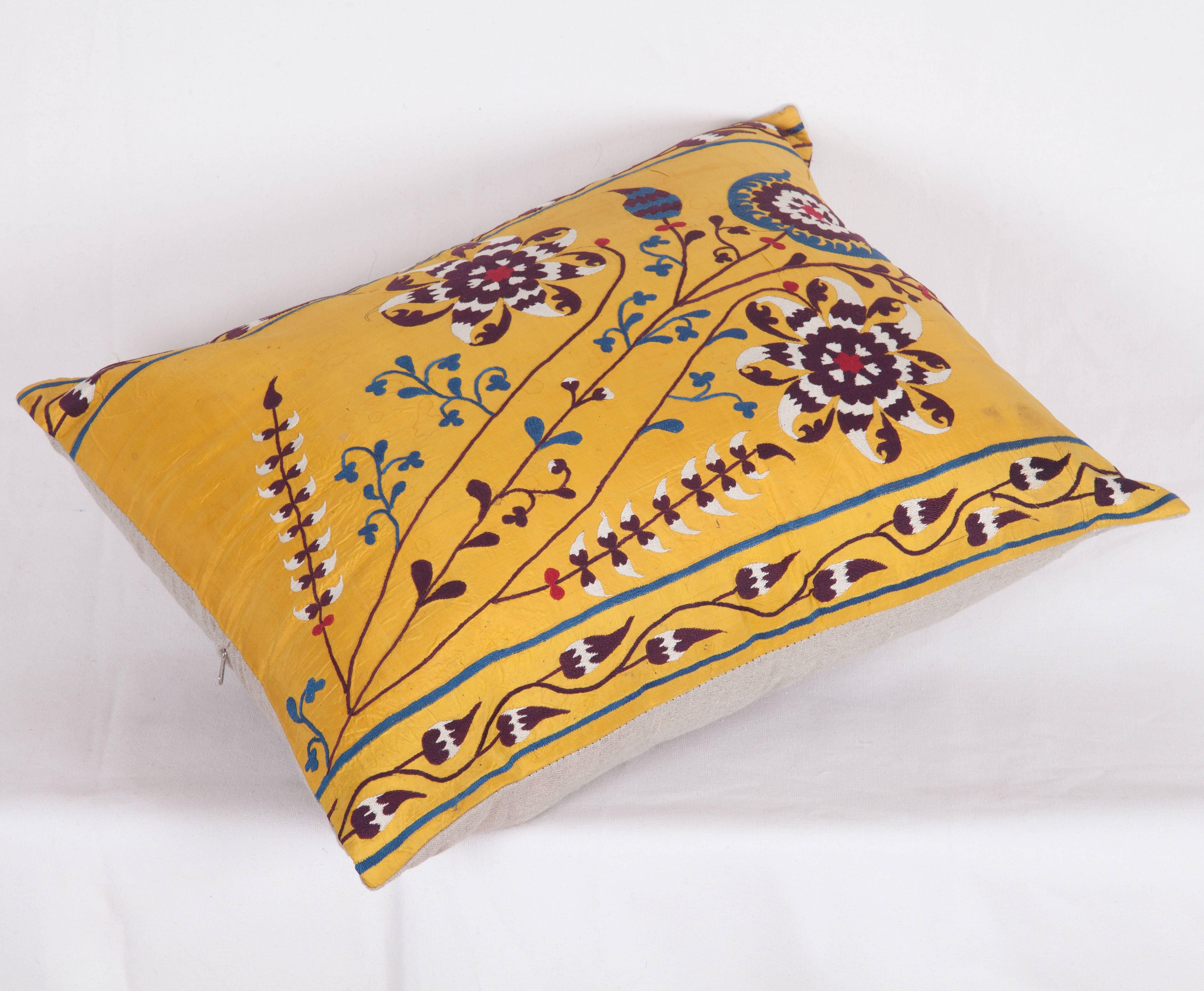 Antique Pillow Made Out of an Early 20th Century Uzbek Samarkand Silk Suzani 3