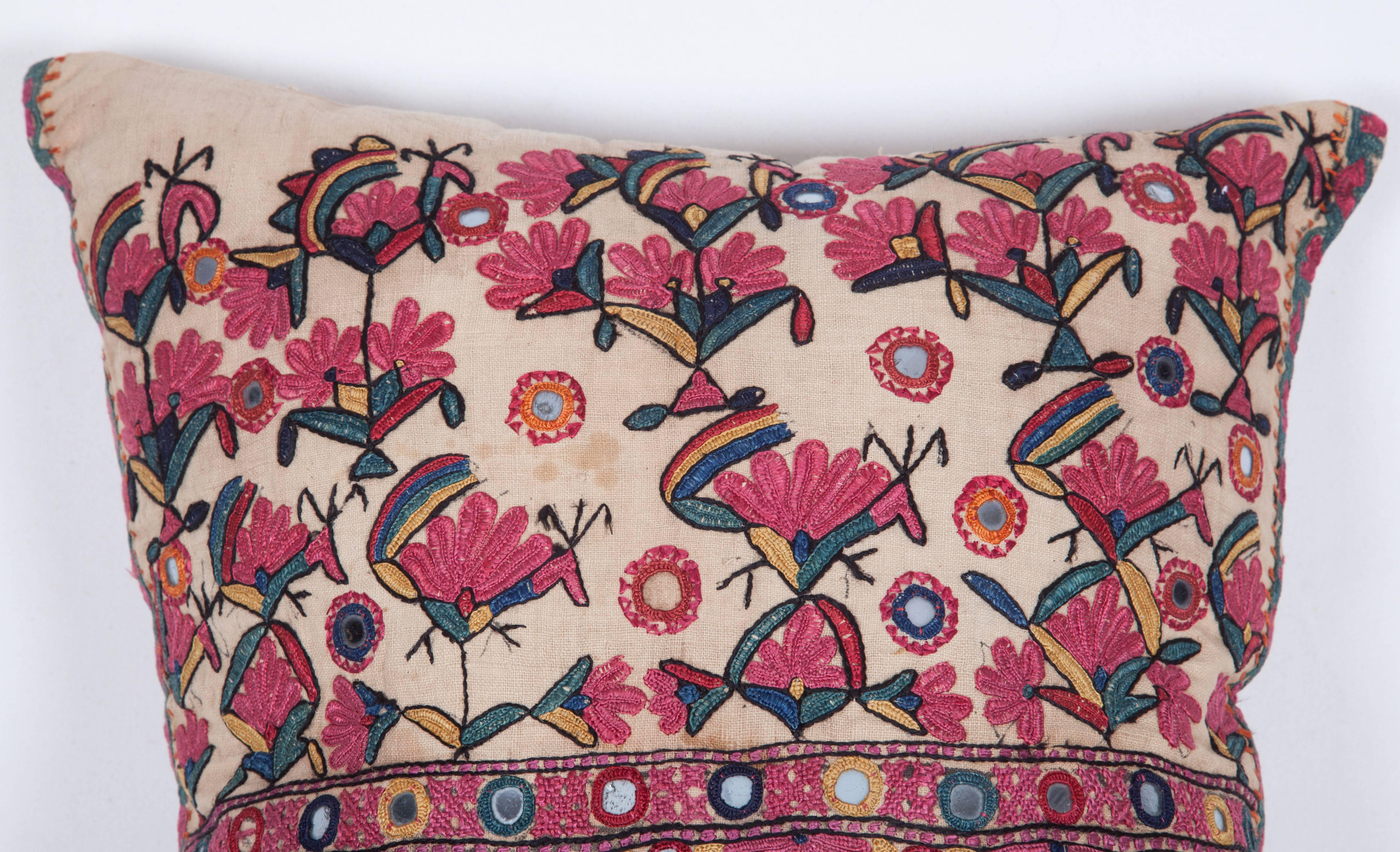 Suzani Antique Pillow Made Out of a Late 19th Century Sind Embroidery