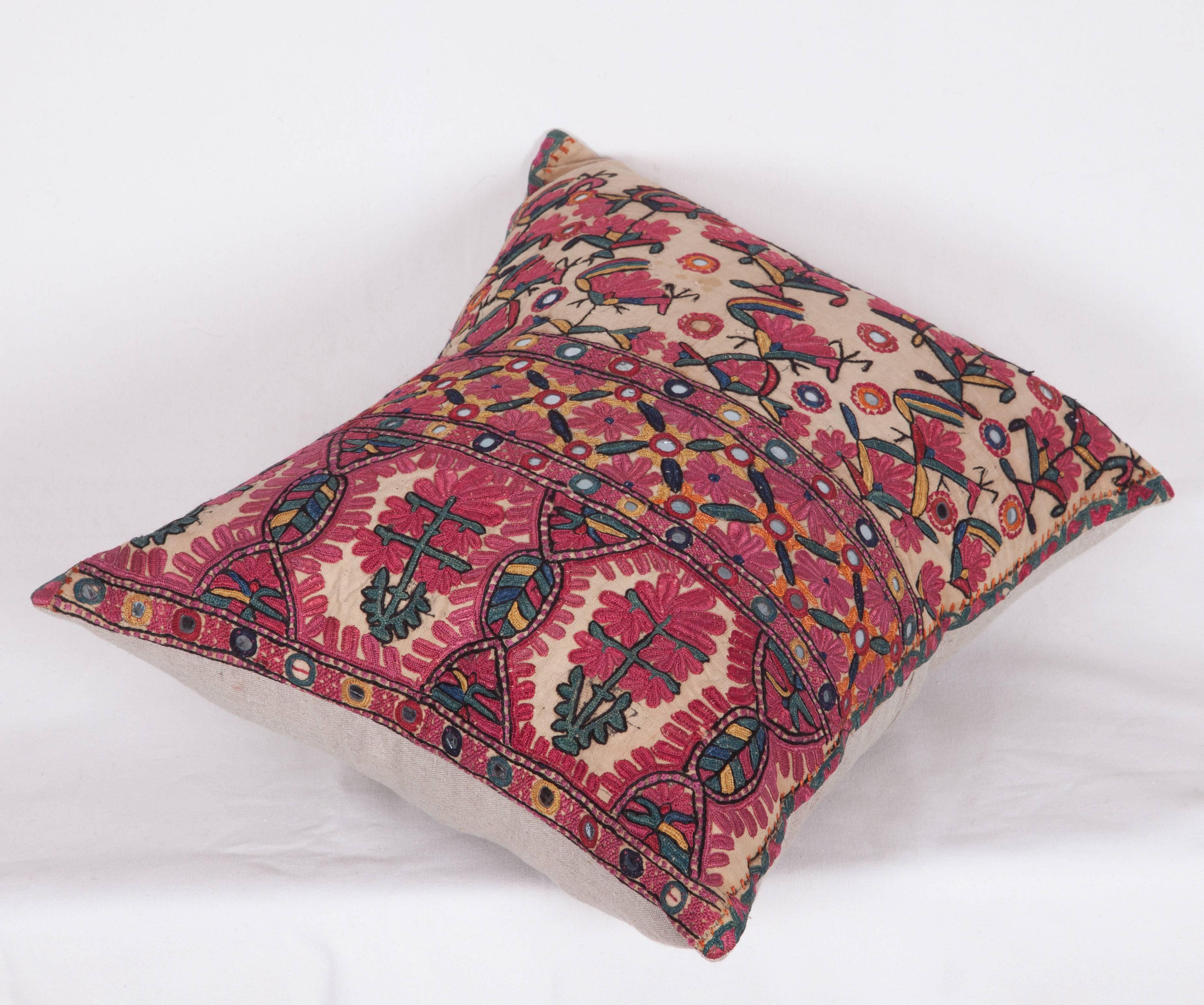 Antique Pillow Made Out of a Late 19th Century Sind Embroidery In Good Condition In Istanbul, TR