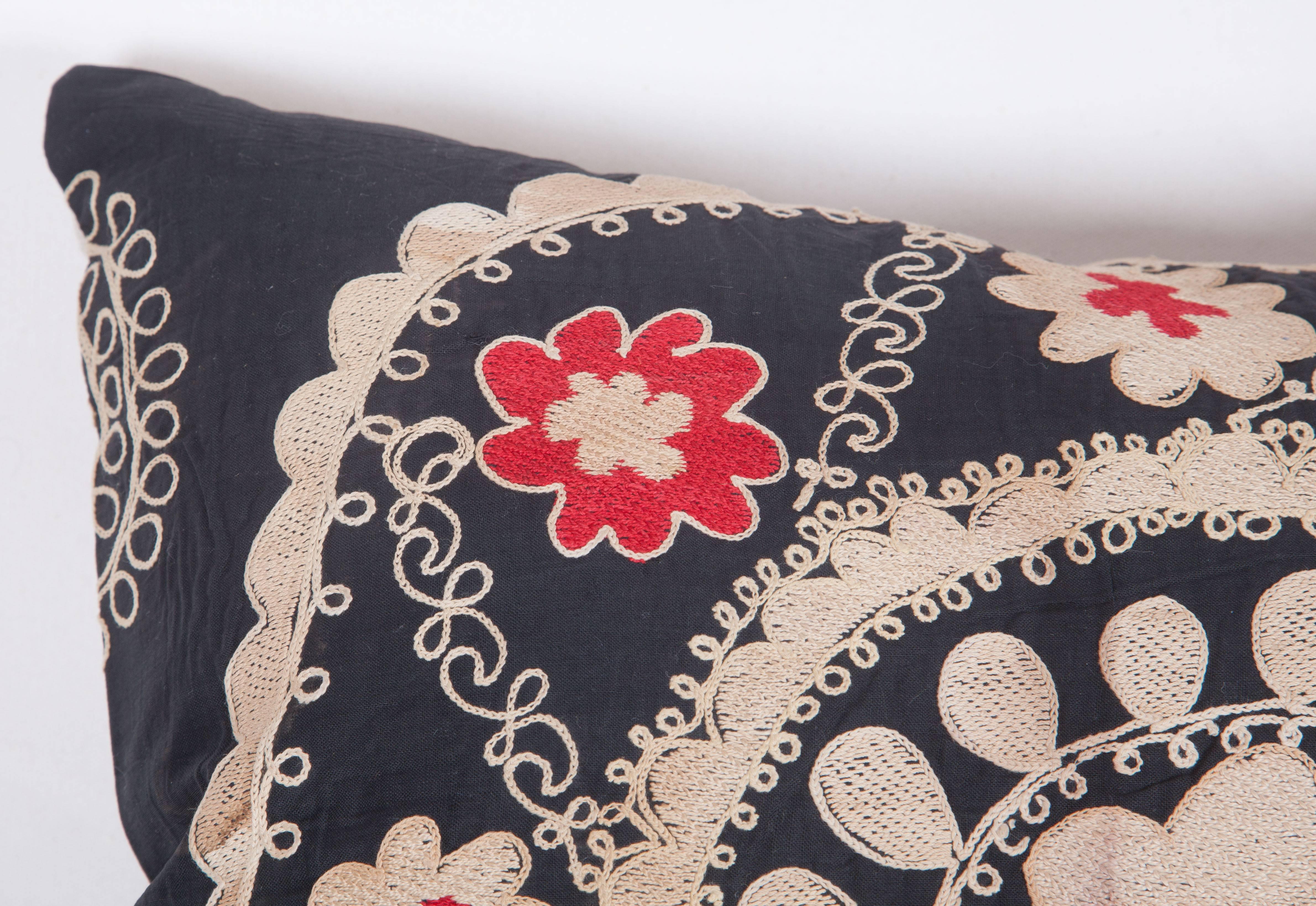Embroidered Vintage Pillow Made Out of an Mid-20th Century Uzbek Samarkand Suzani