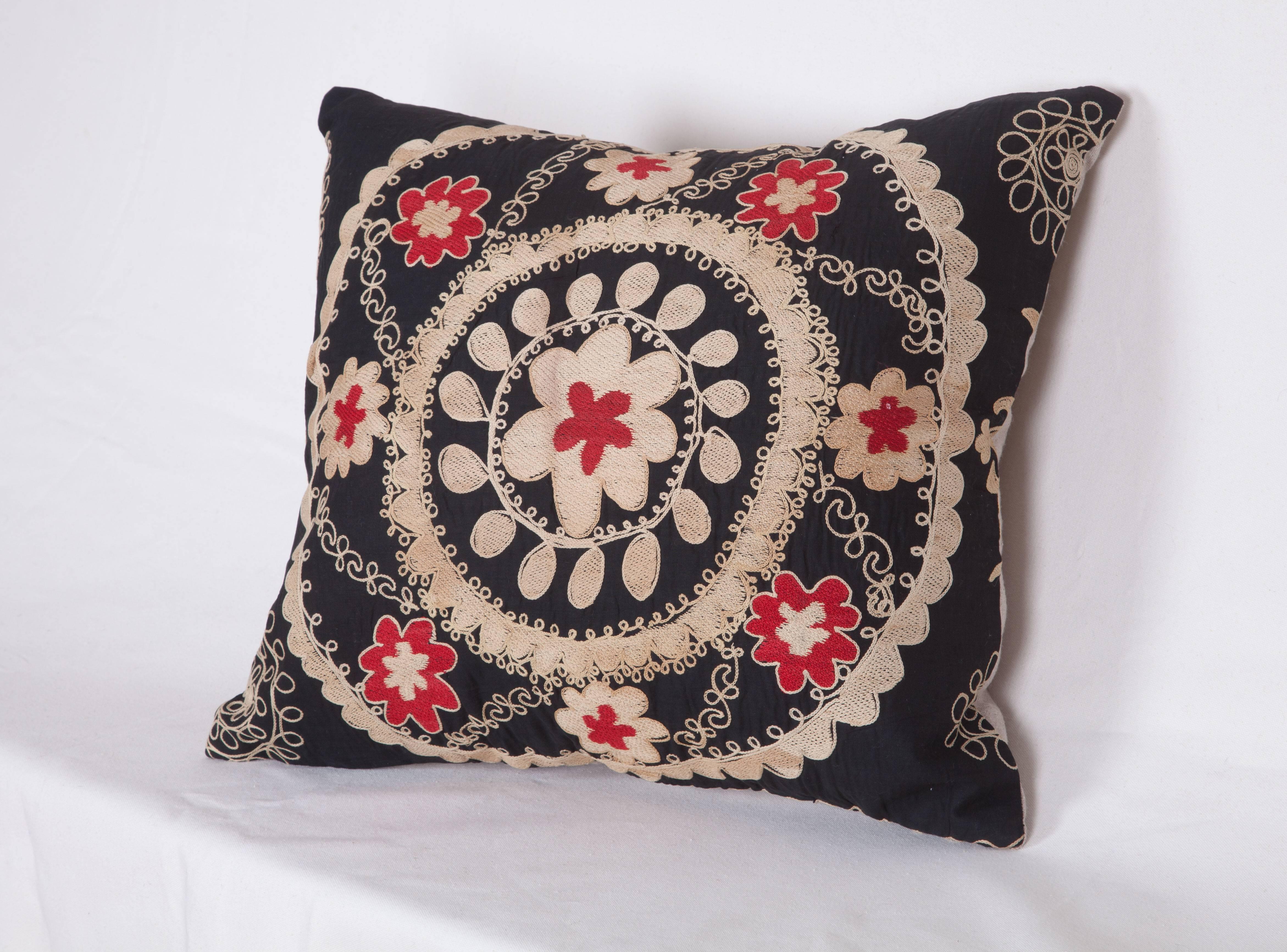 Cotton Vintage Pillow Made Out of an Mid-20th Century Uzbek Samarkand Suzani