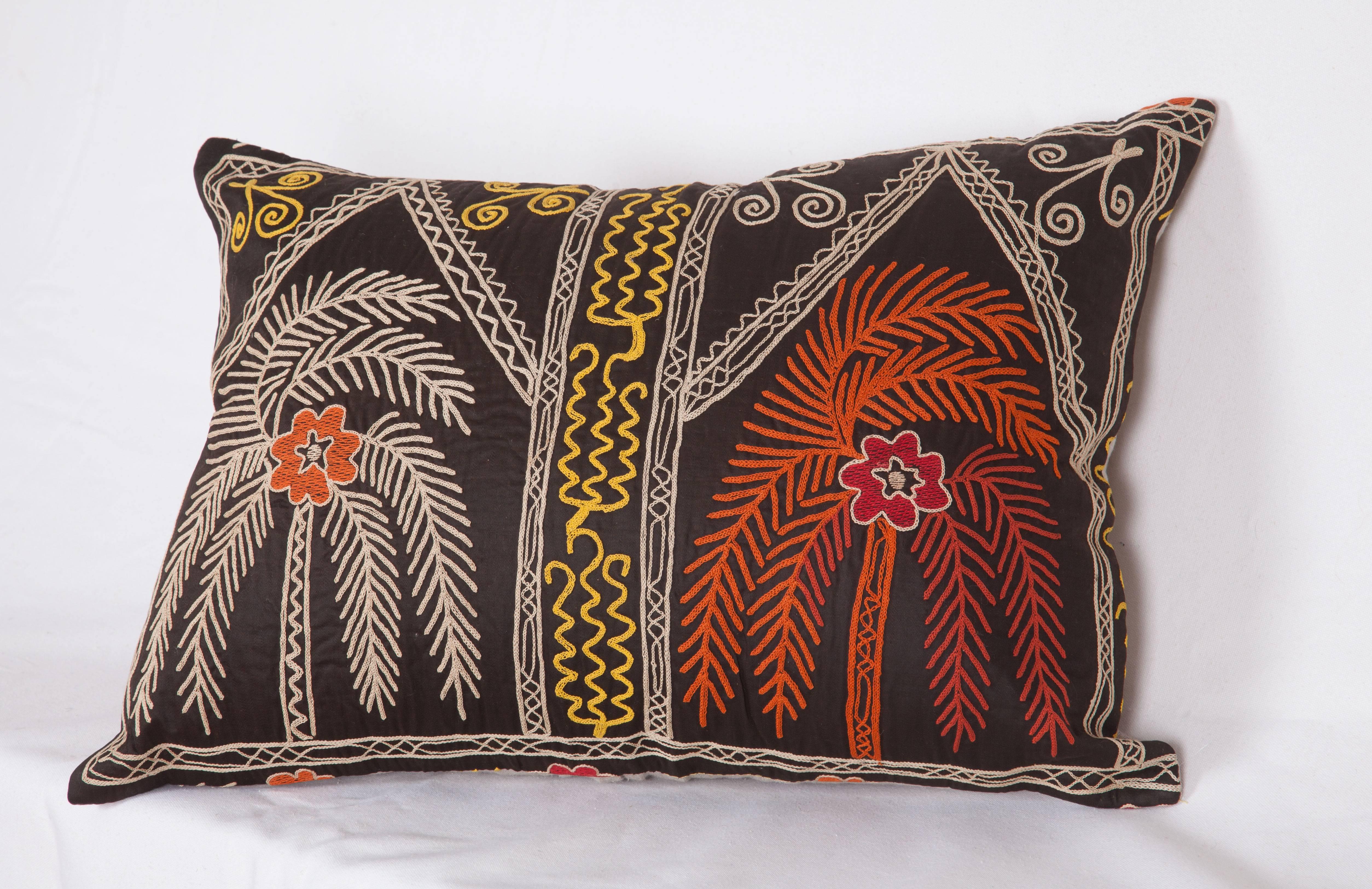 Vintage Pillow Made Out of an Mid-20th Century Uzbek Samarkand Suzani 1