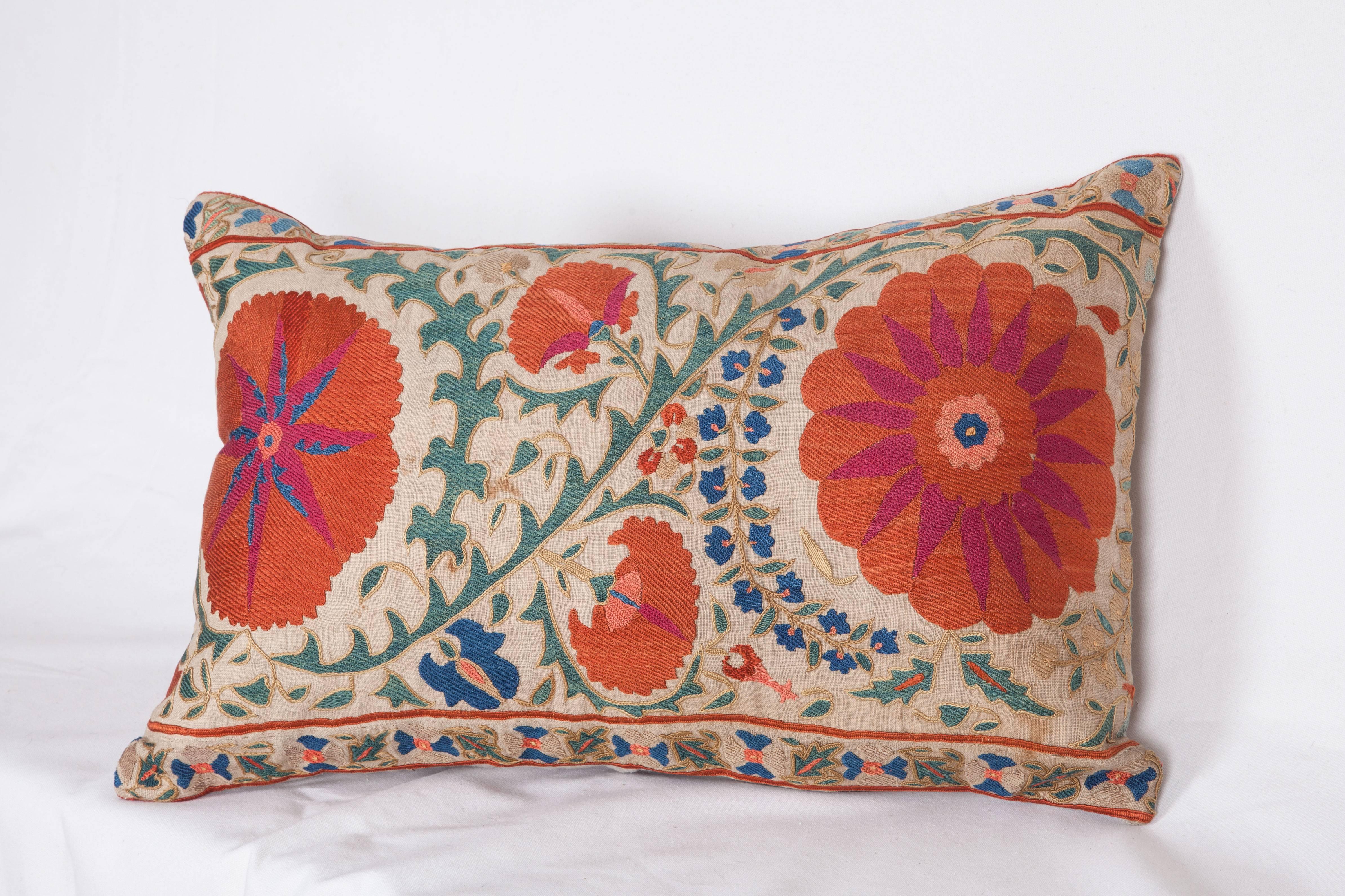 Antique Pillow Made Out of a Mid-19th Century, Uzbek Bukhara Suzani 1