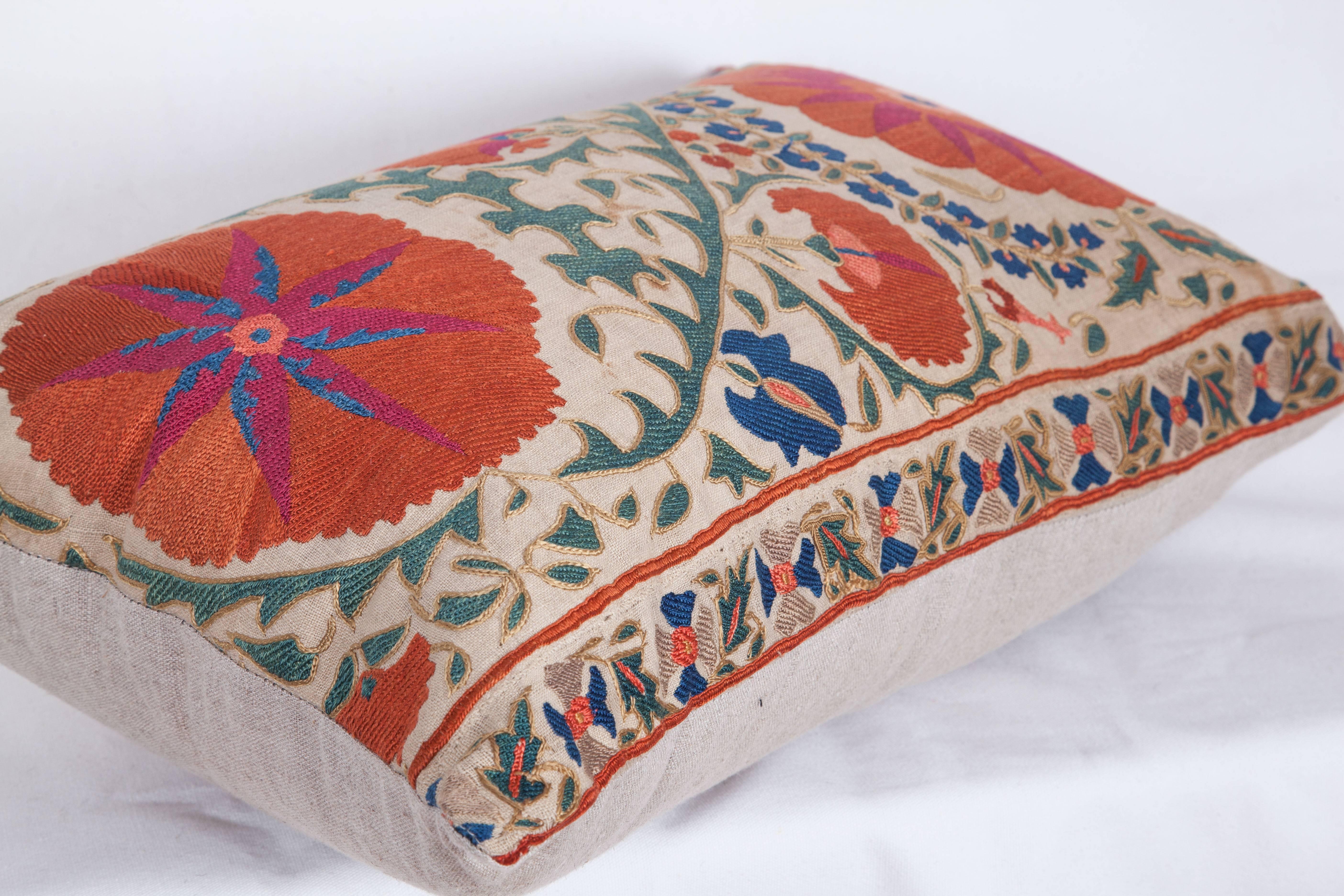 Antique Pillow Made Out of a Mid-19th Century, Uzbek Bukhara Suzani 2
