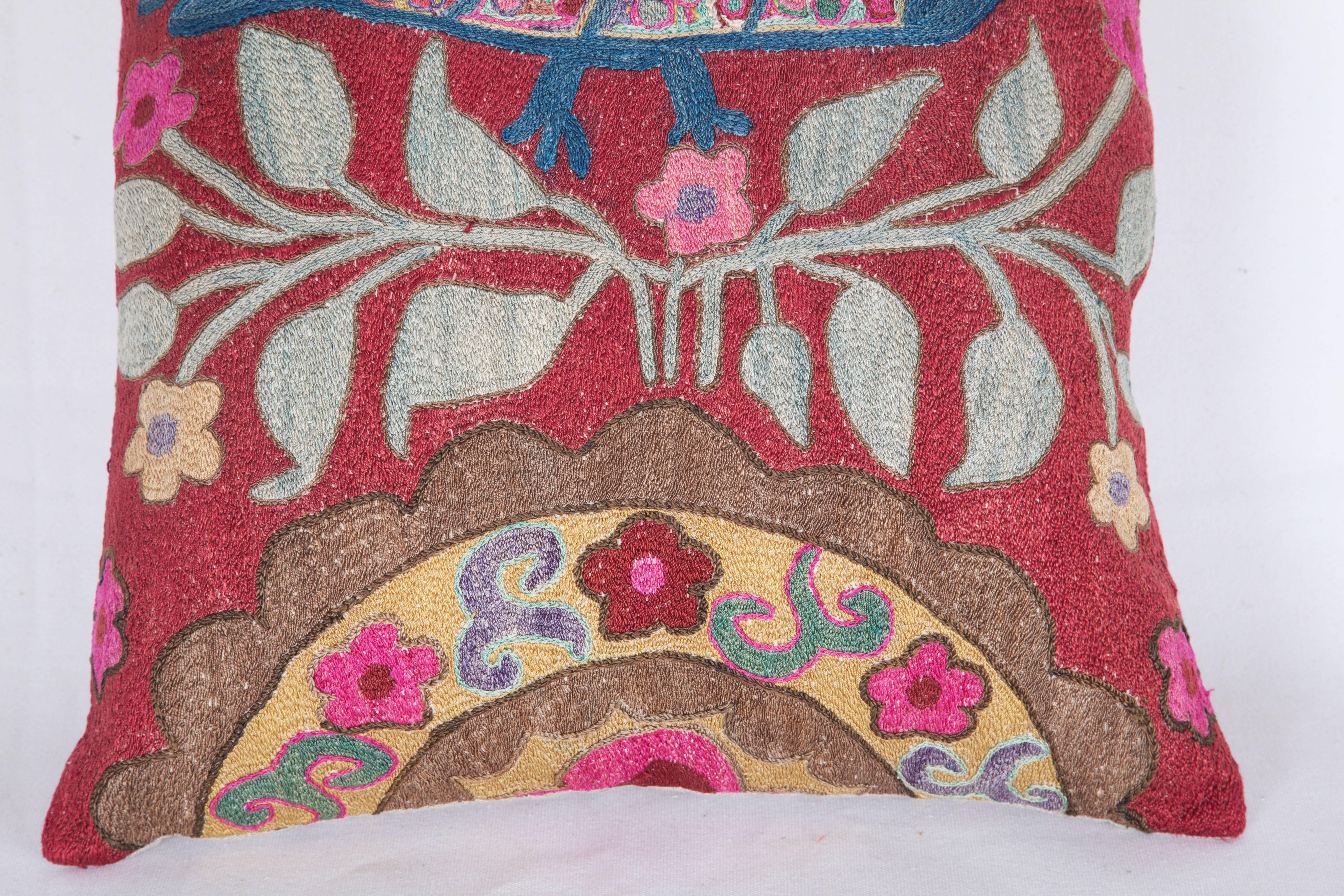 Uzbek Vintage Pillow Made Out of a 1970s Pishkent Suzani