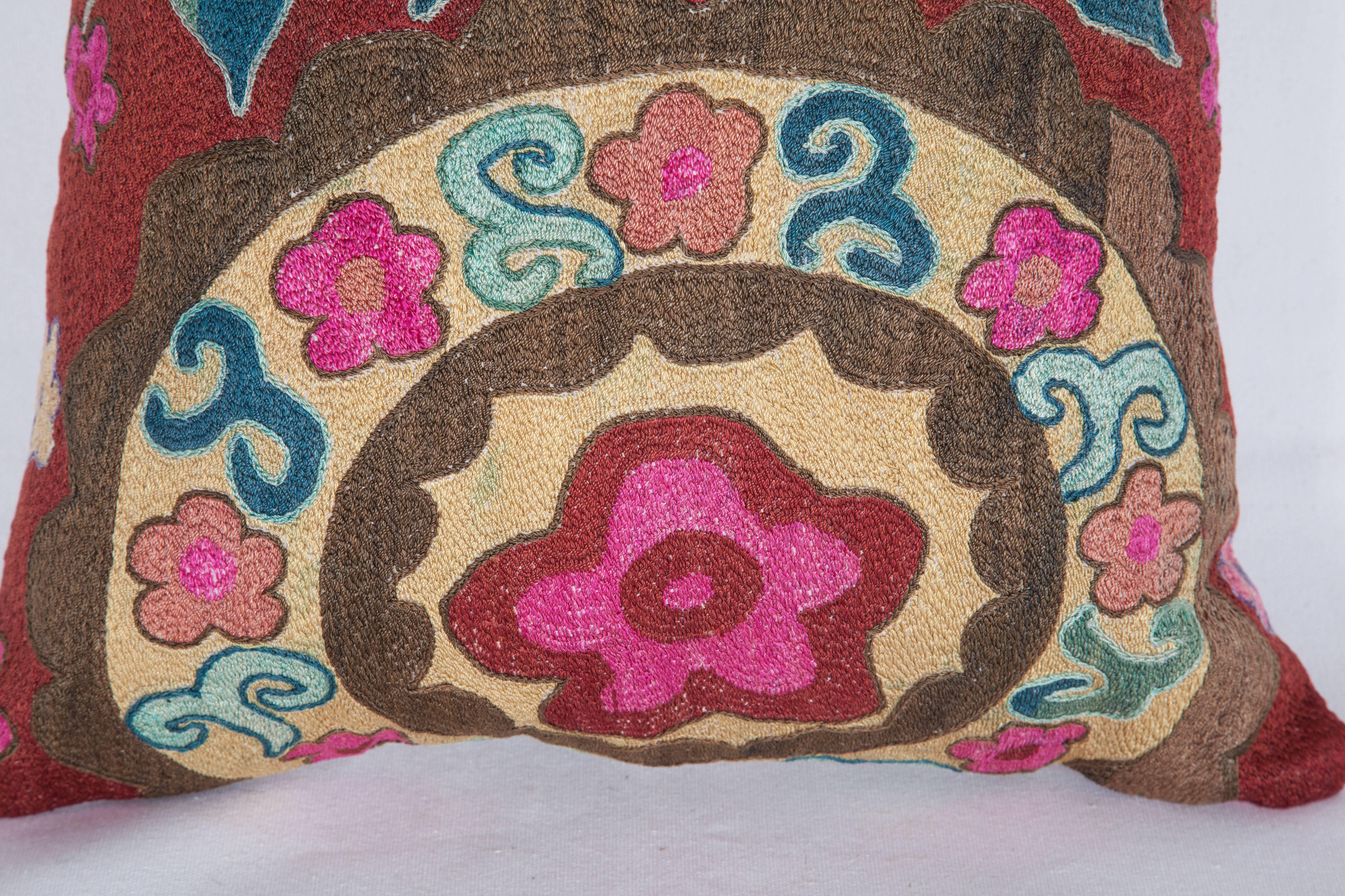 Embroidered Vintage Pillow Made Out of a 1970s Pishkent Suzani