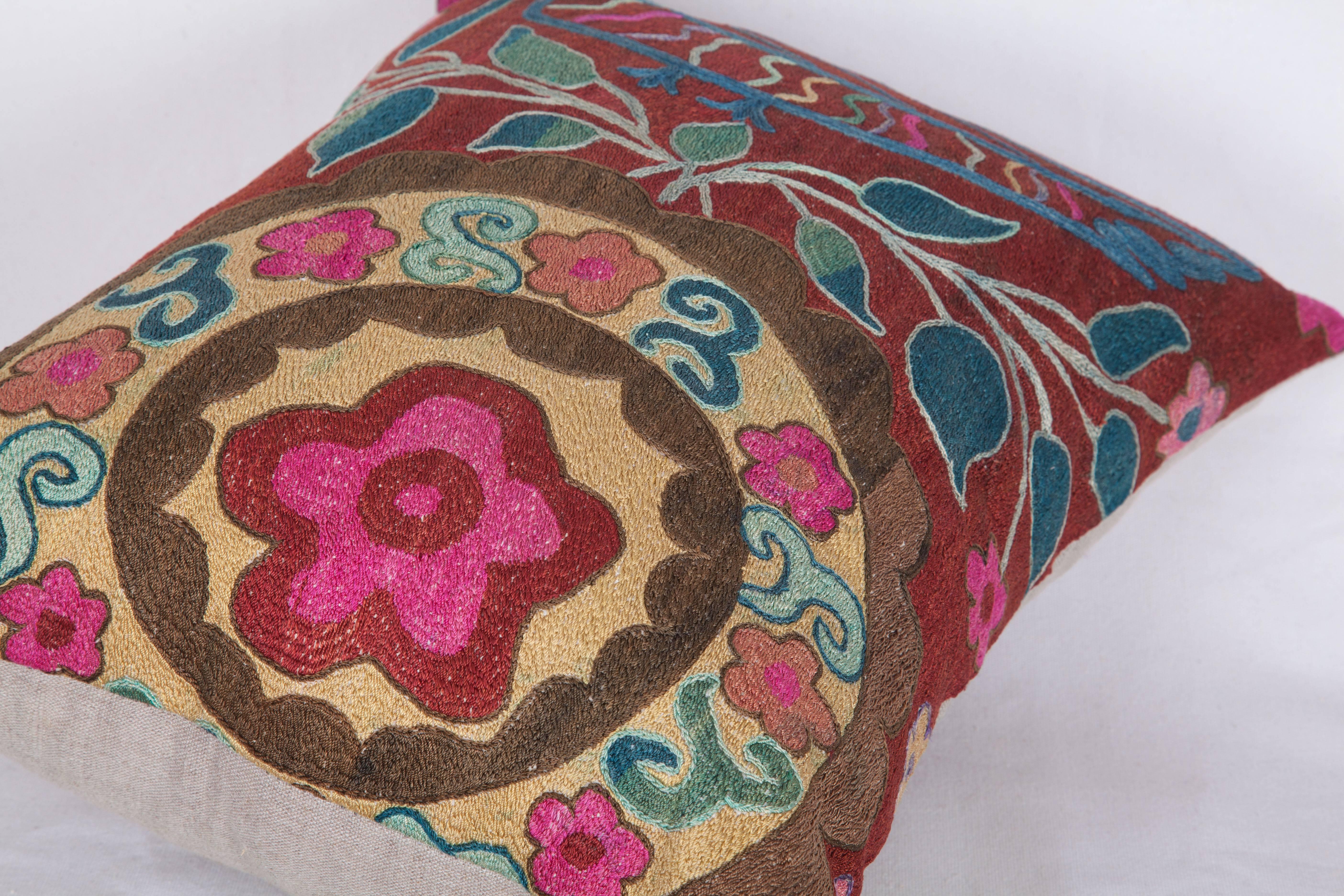 20th Century Vintage Pillow Made Out of a 1970s Pishkent Suzani