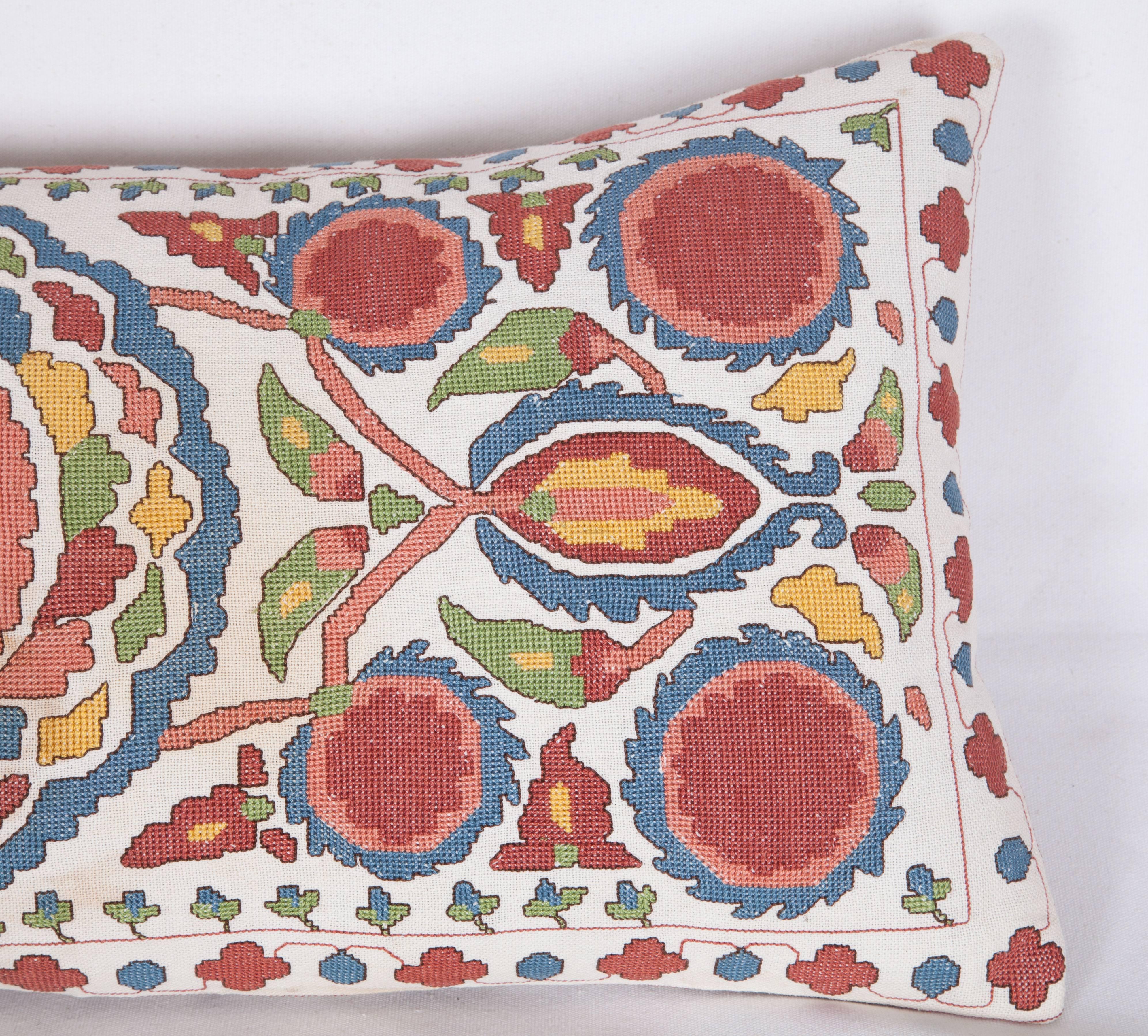 Embroidered Antique Pillow Made Out of an Early 20th Century Bulgarian Embroidery For Sale