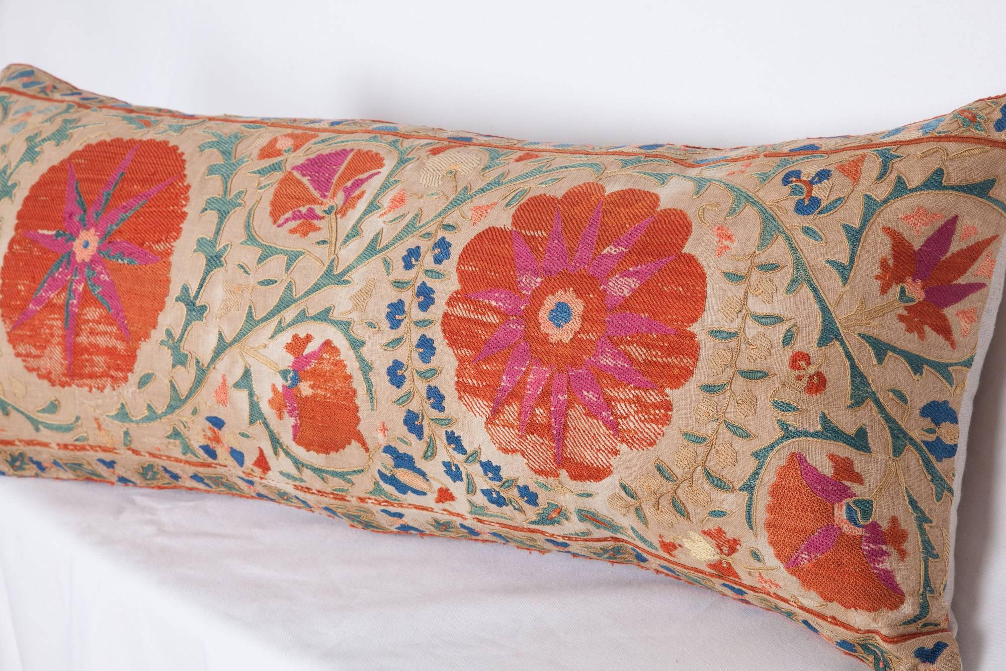 Antique Pillow Made Out of a Mid-19th Century, Uzbek Bukhara Suzani 4