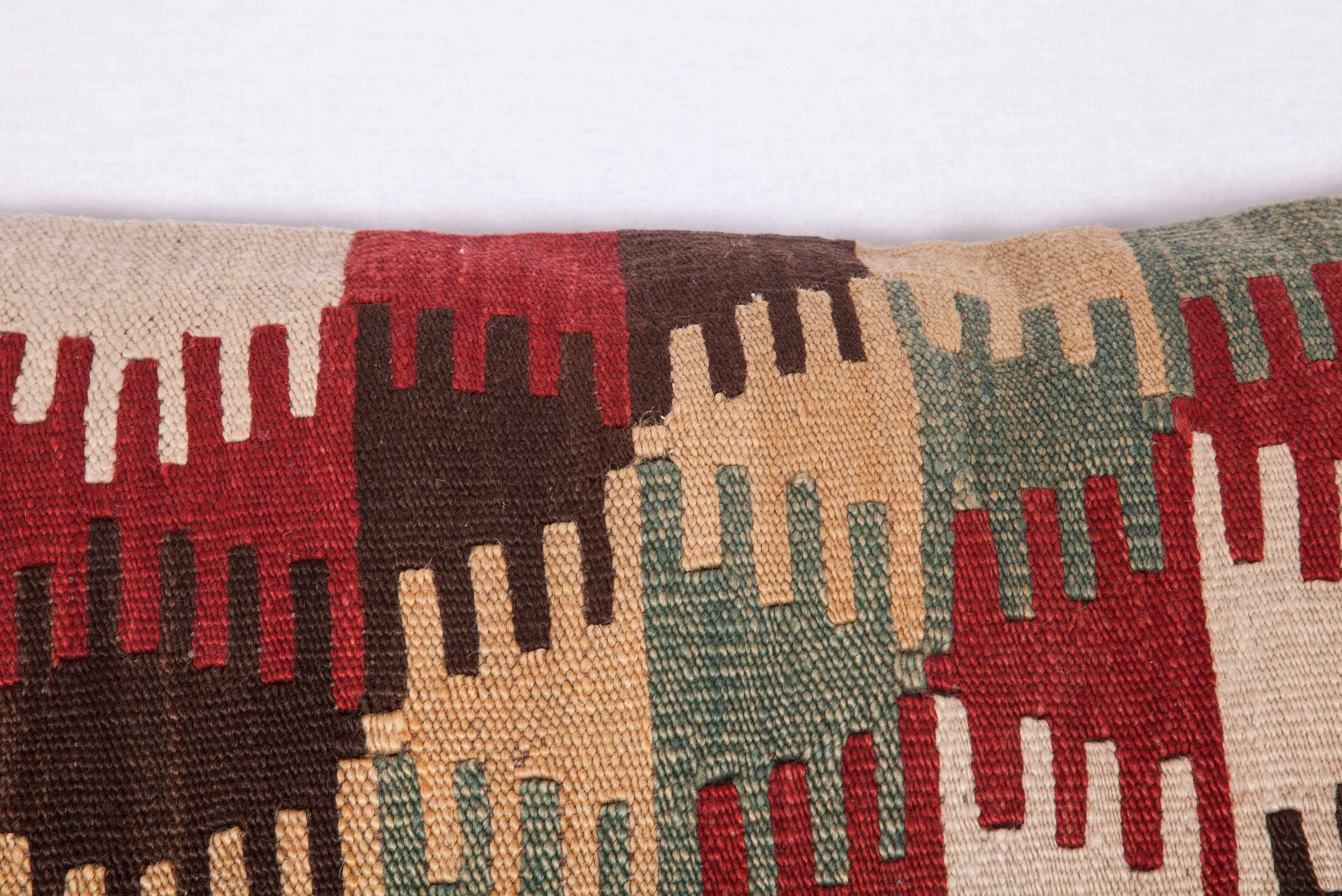 Woven Antique Pillow Made Out of a 19th Century West Anatolian Kilim Fragment