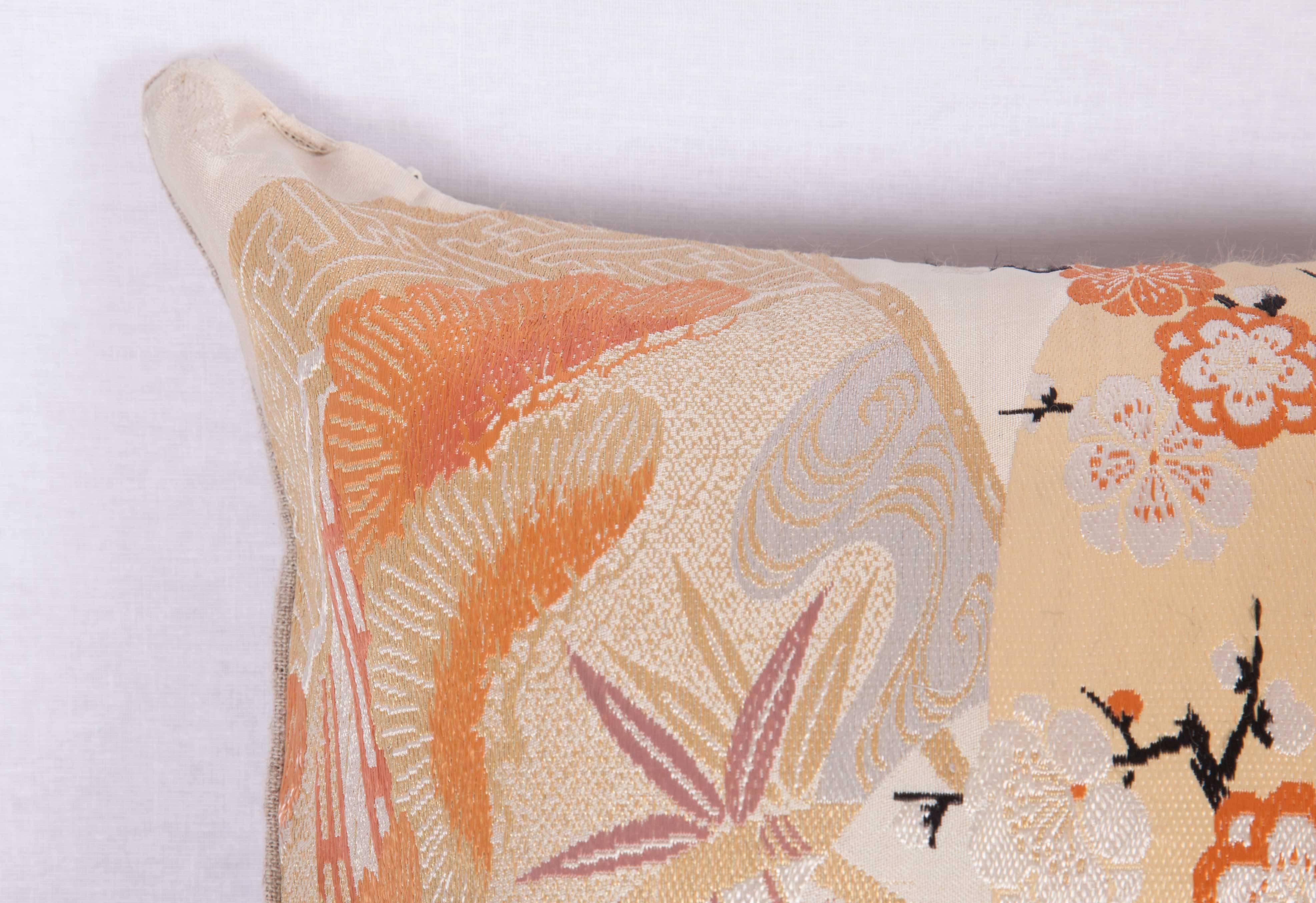 Japonisme Pillow Made Out of a Japanese, Mid-20th Century Obi