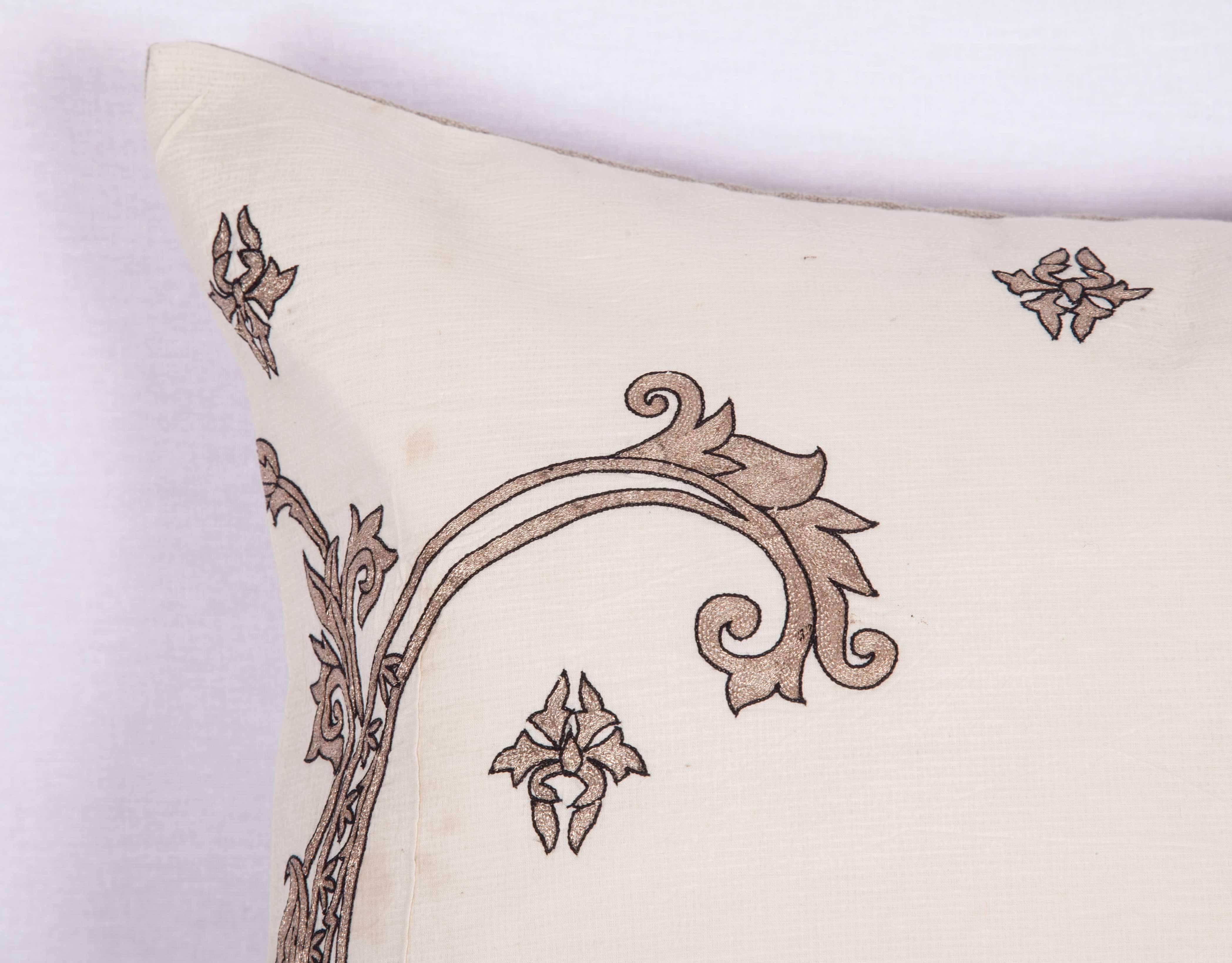 Italian Antique Pillow Made Out of a 19th century or Earlier European Silver Embroidery For Sale