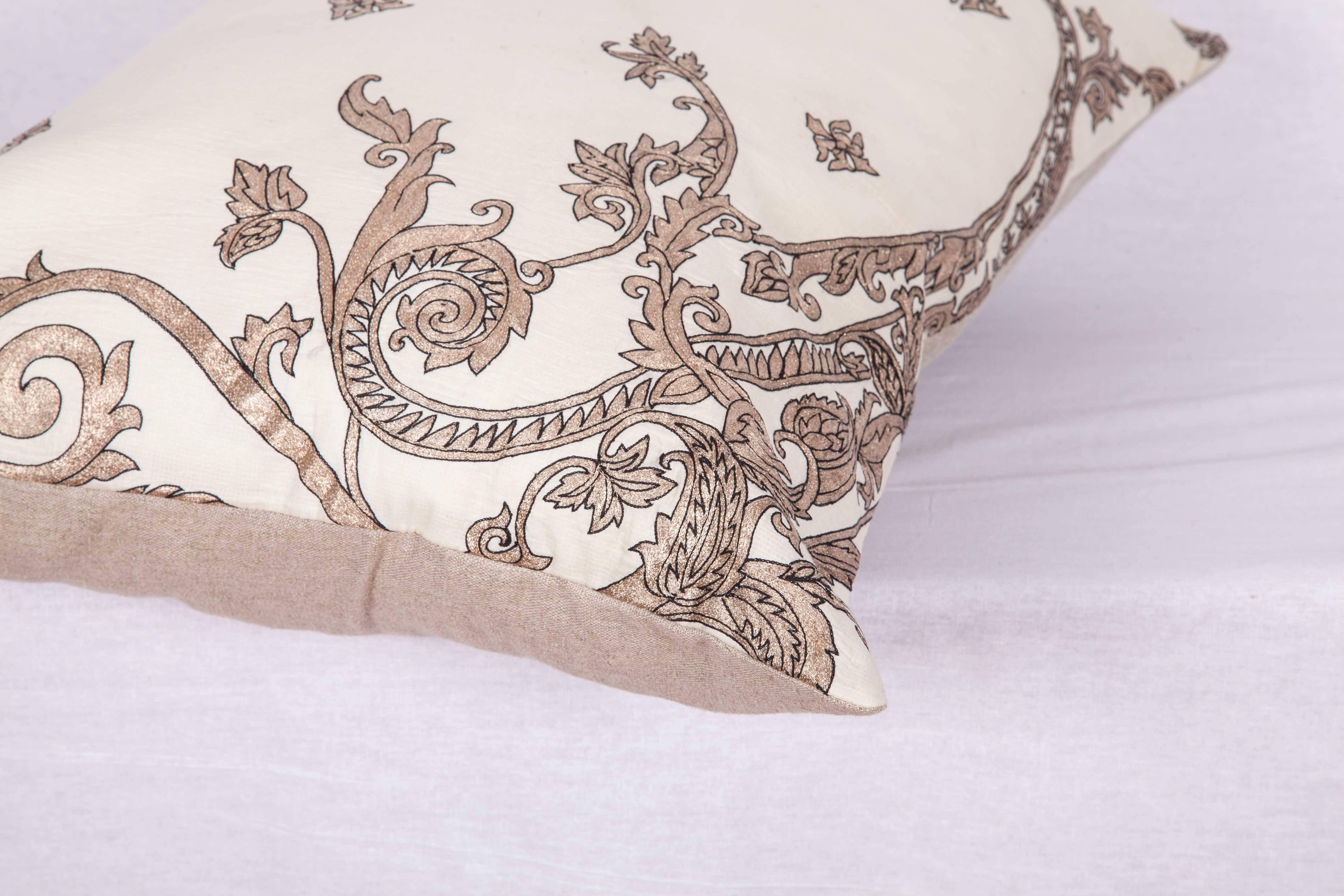 Embroidered Antique Pillow Made Out of a 19th Century or Earlier European Silver Embroidery