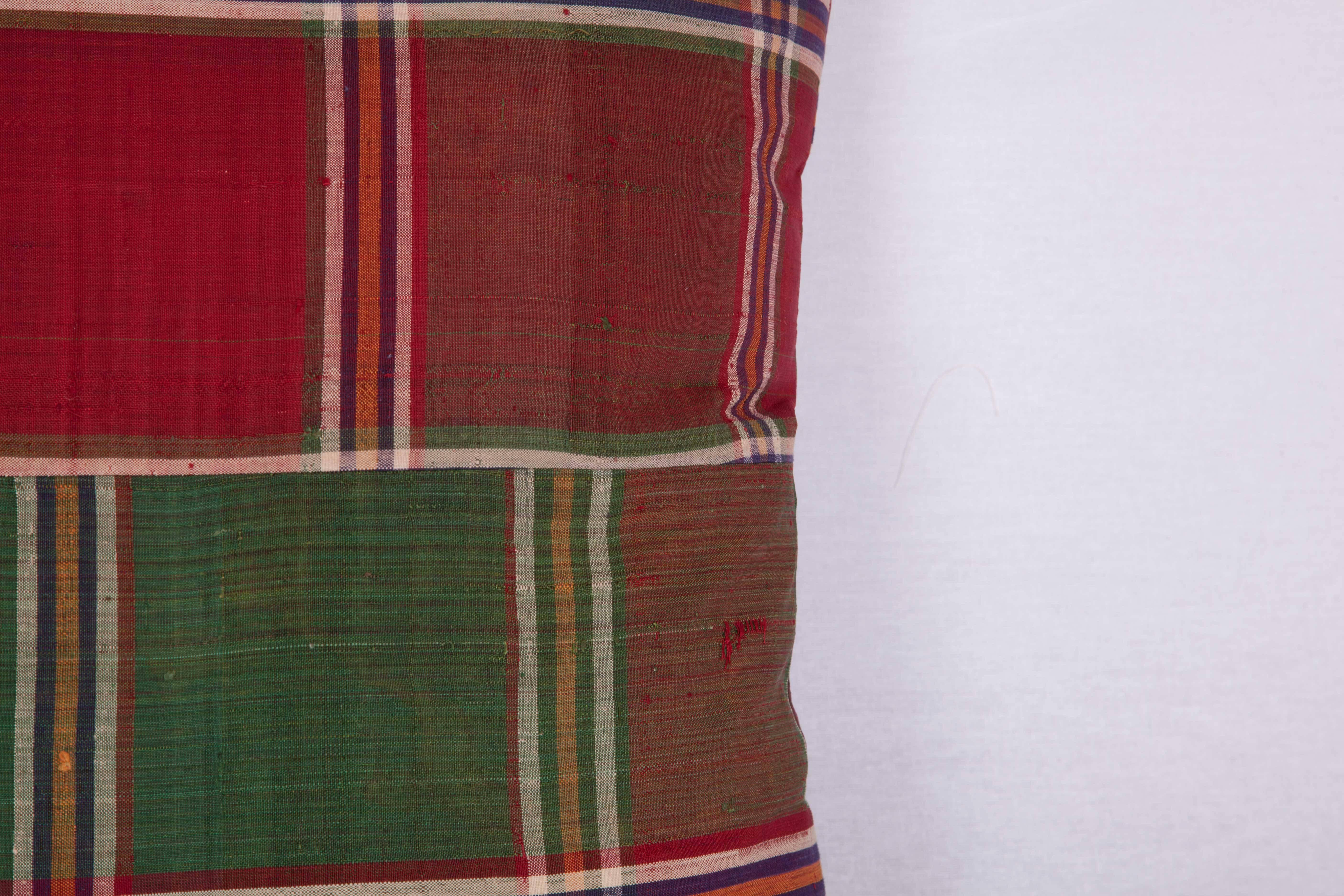 Hand-Woven Pillow Made Out of a Mid-20th Century Turkmen Silk Shawl For Sale