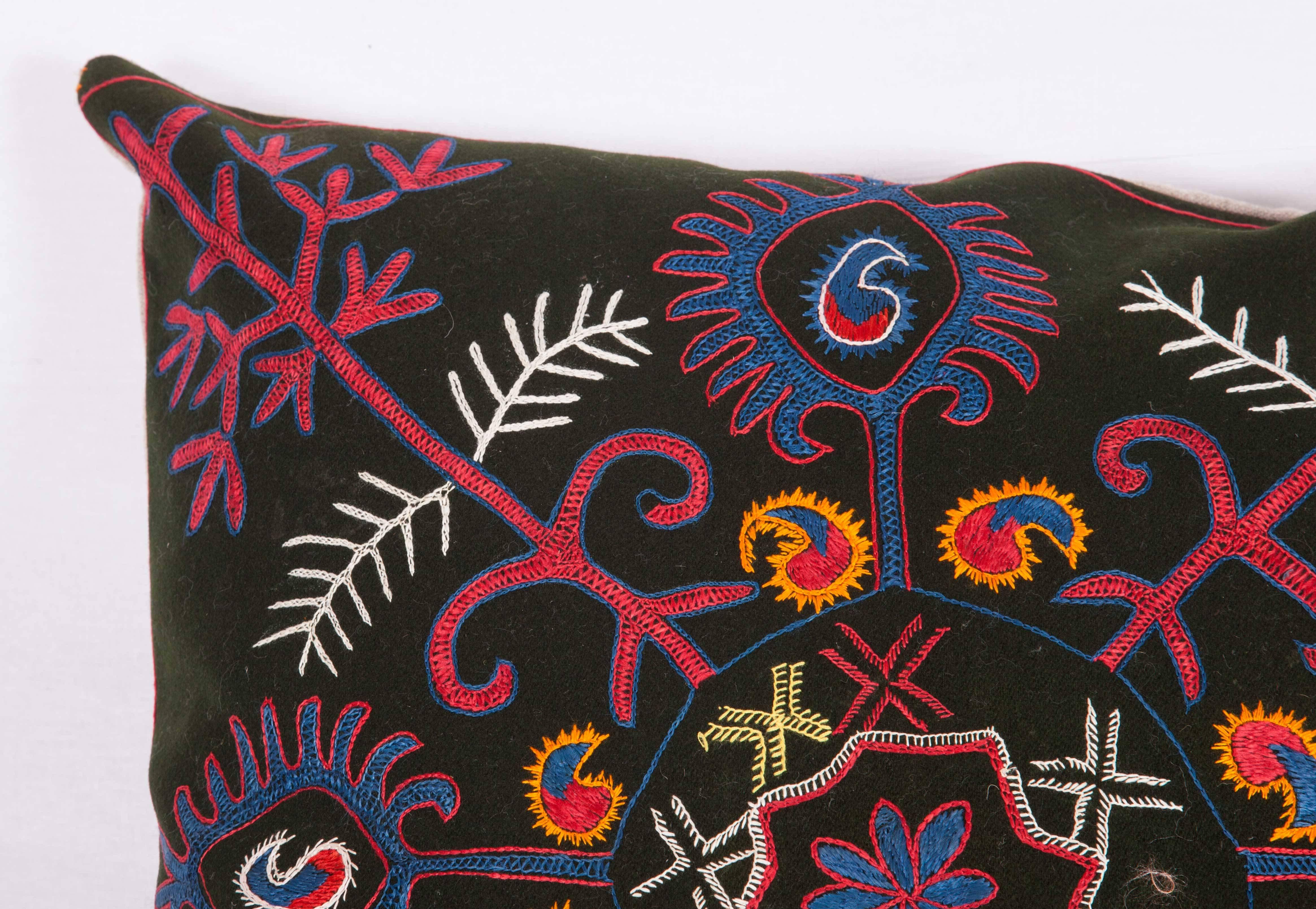 Suzani Pillow Made Out of an Early 20th Century Kyrgyz Embroidery