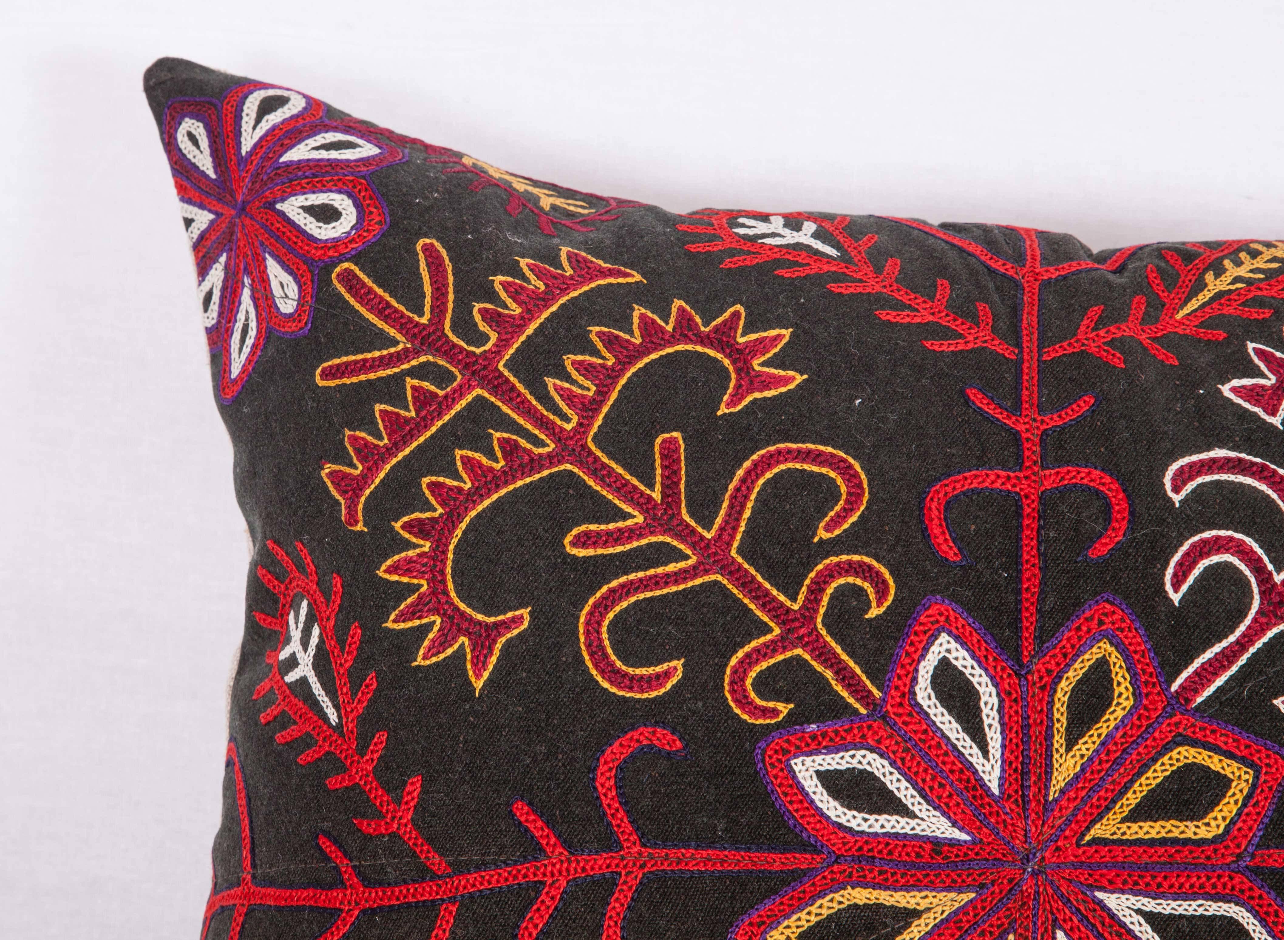 Tribal Antique Pillow Made Out of a Kyrgyz Embroidery For Sale