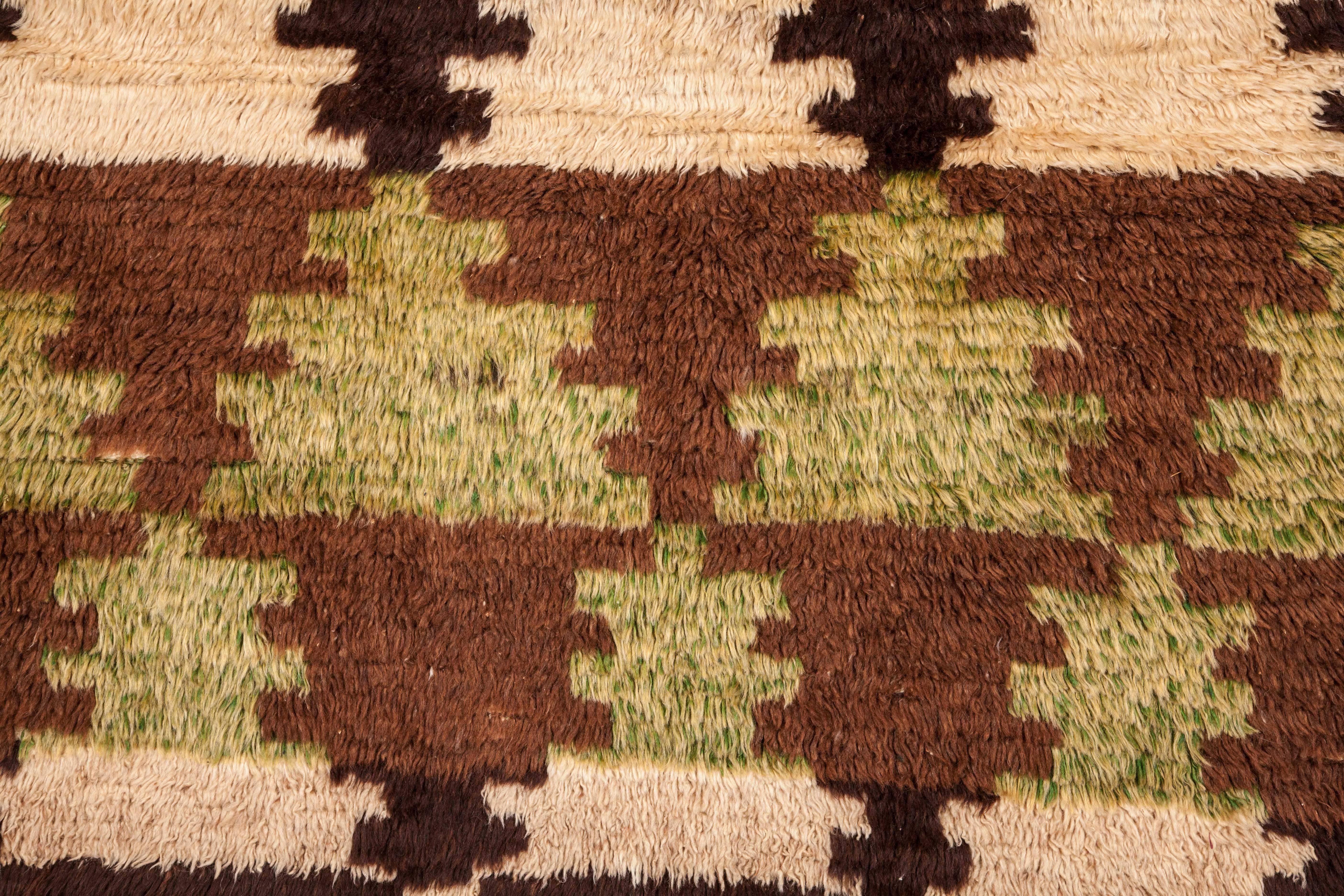 Tulu rugs are probably the most utilitarian rugs made by the nomads from Central Anatolia. They are mostly done naively and with un-dyed yarn. Occasionally, one will find some colors added such as reds, blues. The wool is of very good quality and