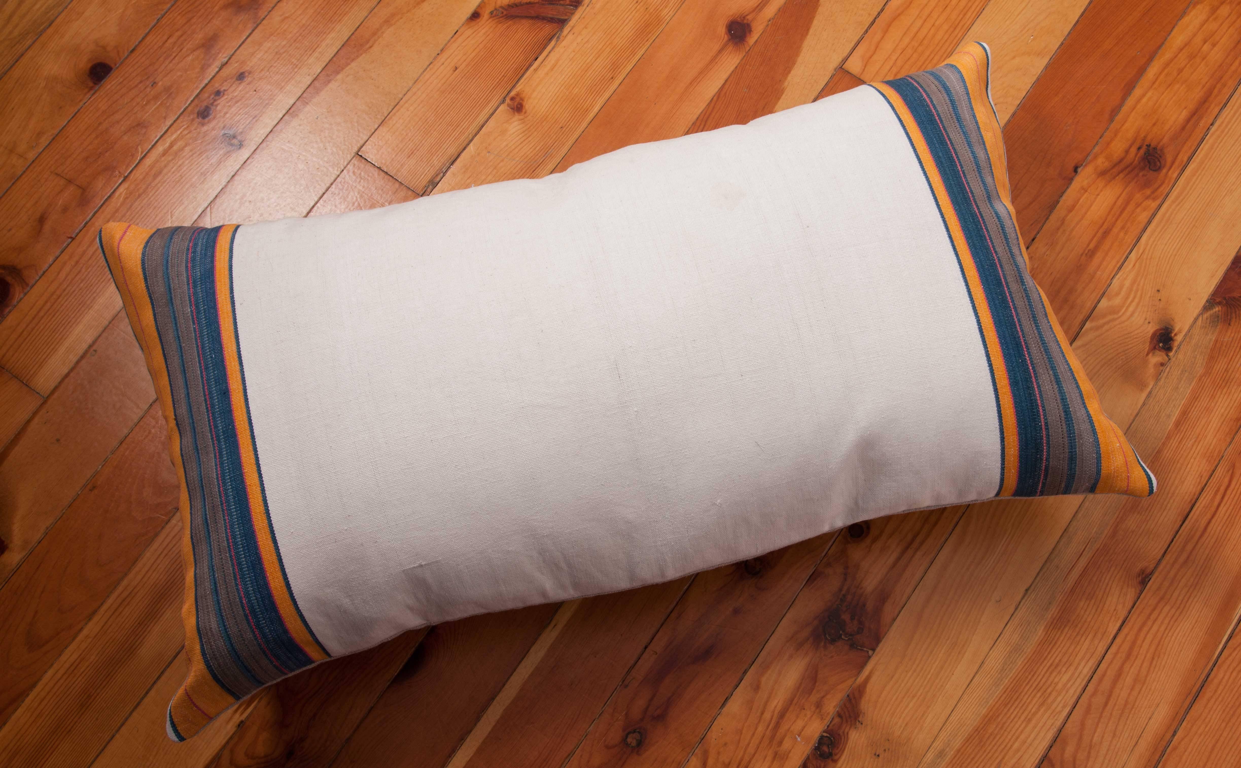 Hand-Woven Mid-20th Century Pillow Made Out of a Cotton Flat-Weave For Sale