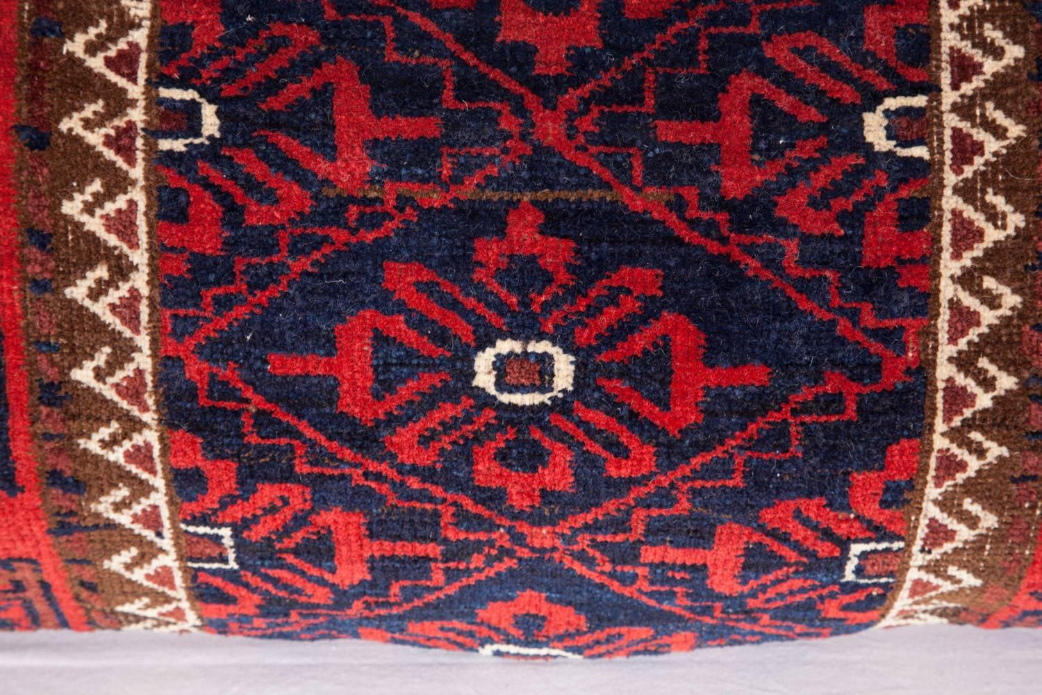 Afghan Antique Pillow Made Out of a 19th Century Baluch Rug Fragment