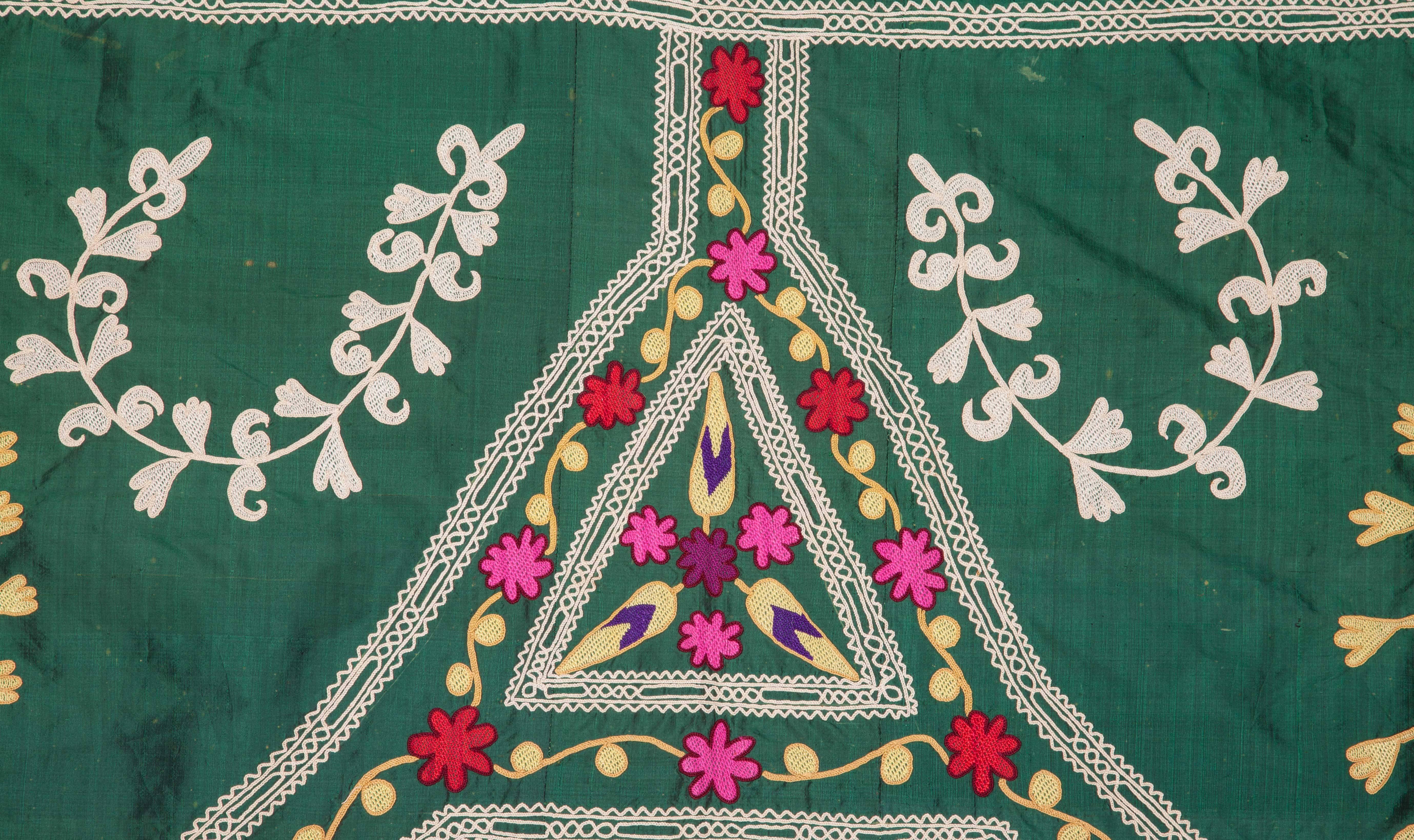 Embroidered 1930s Uzbek Silk Suzani