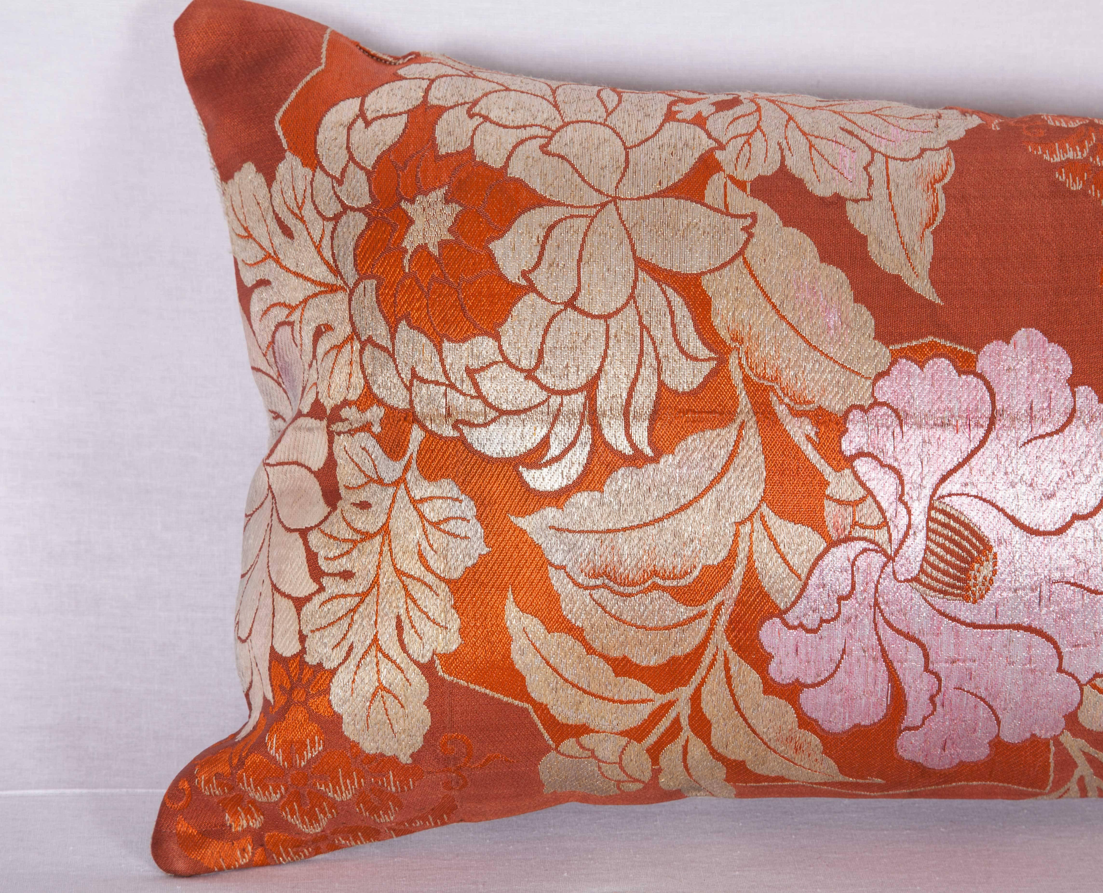 Japonisme Pillow Made Out of a Japanese, Mid-20th Century Obi