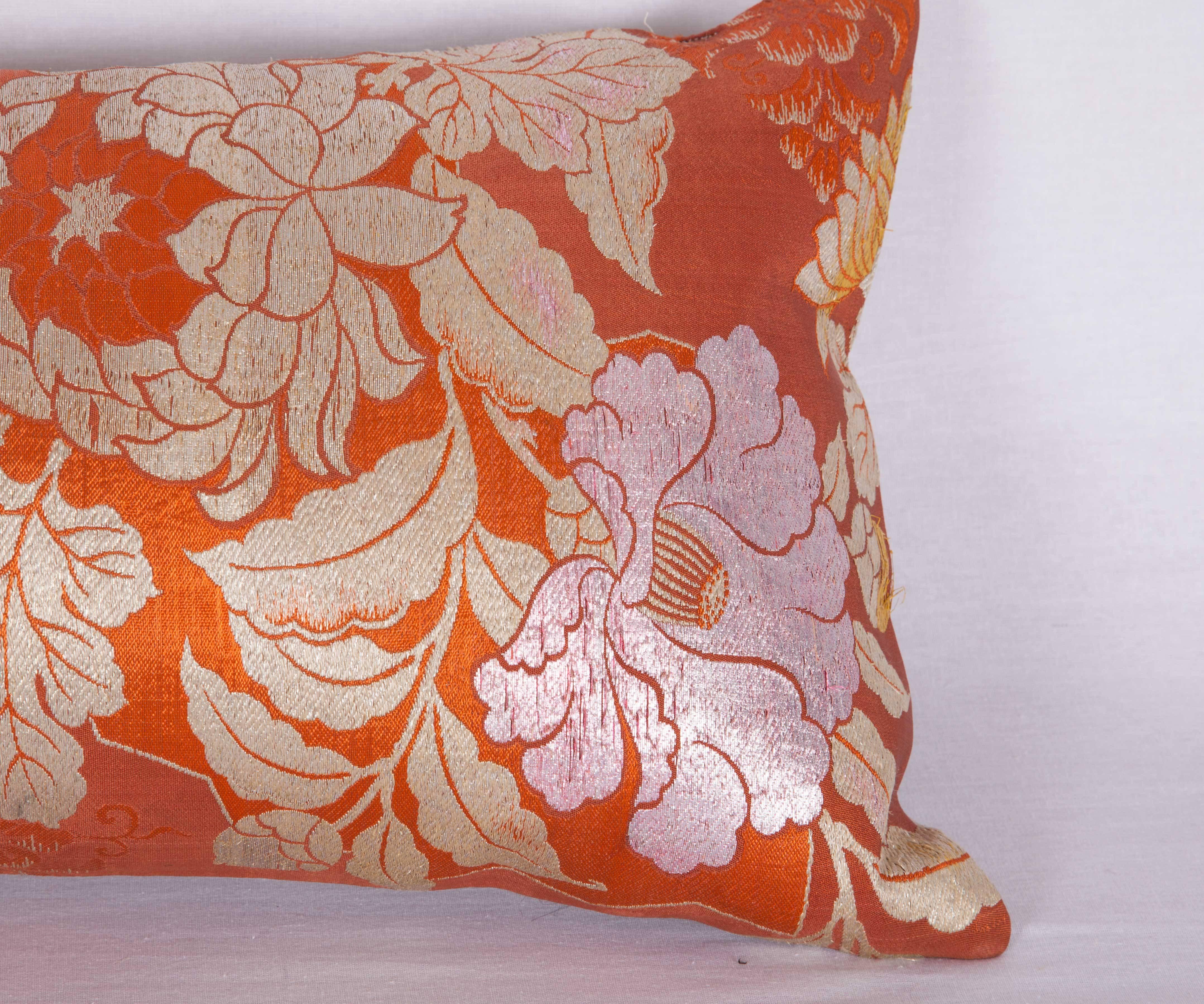 Hand-Woven Pillow Made Out of a Japanese, Mid-20th Century Obi