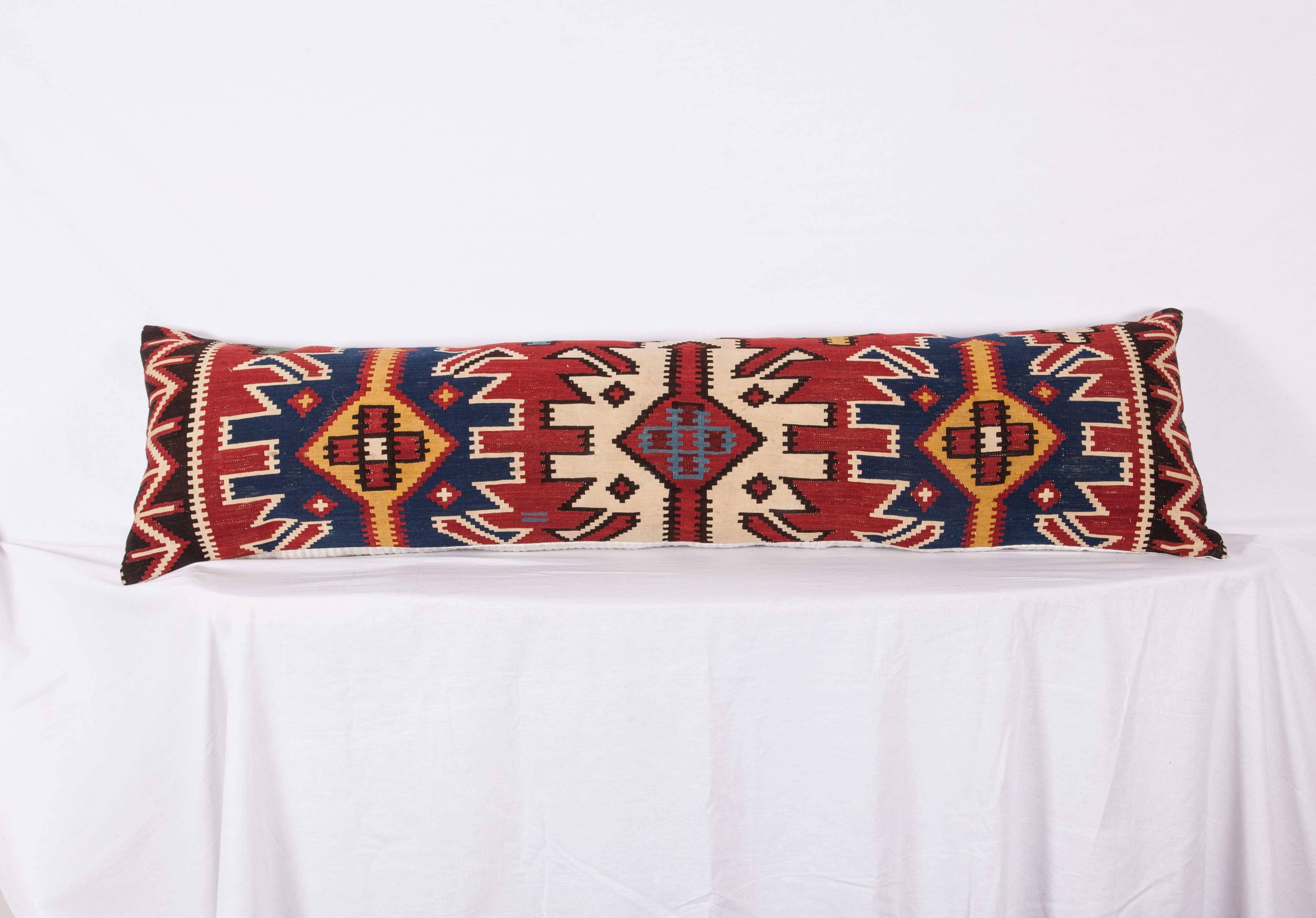 Antique Very Long Pillow Made Out of a 19th Century Caucasian Kilim 4