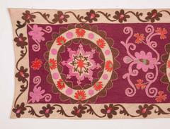 Mid-20th Century Uzbek Pishkent All-Over Embroidered Silk Suzani Wall Hanging