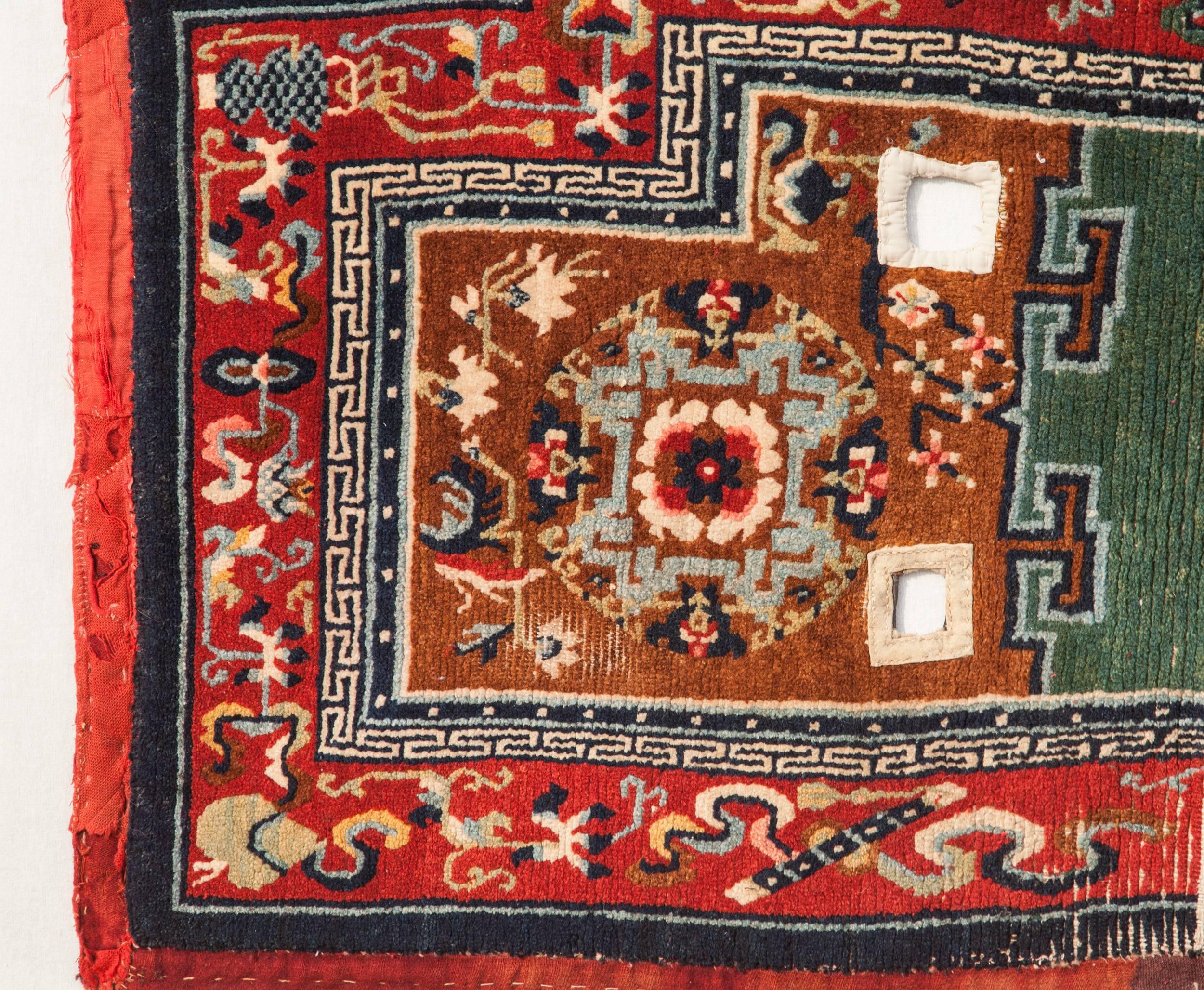 Late 19th / Early 20th Century antique sadlle rug from Tibet . All the colors are natural.