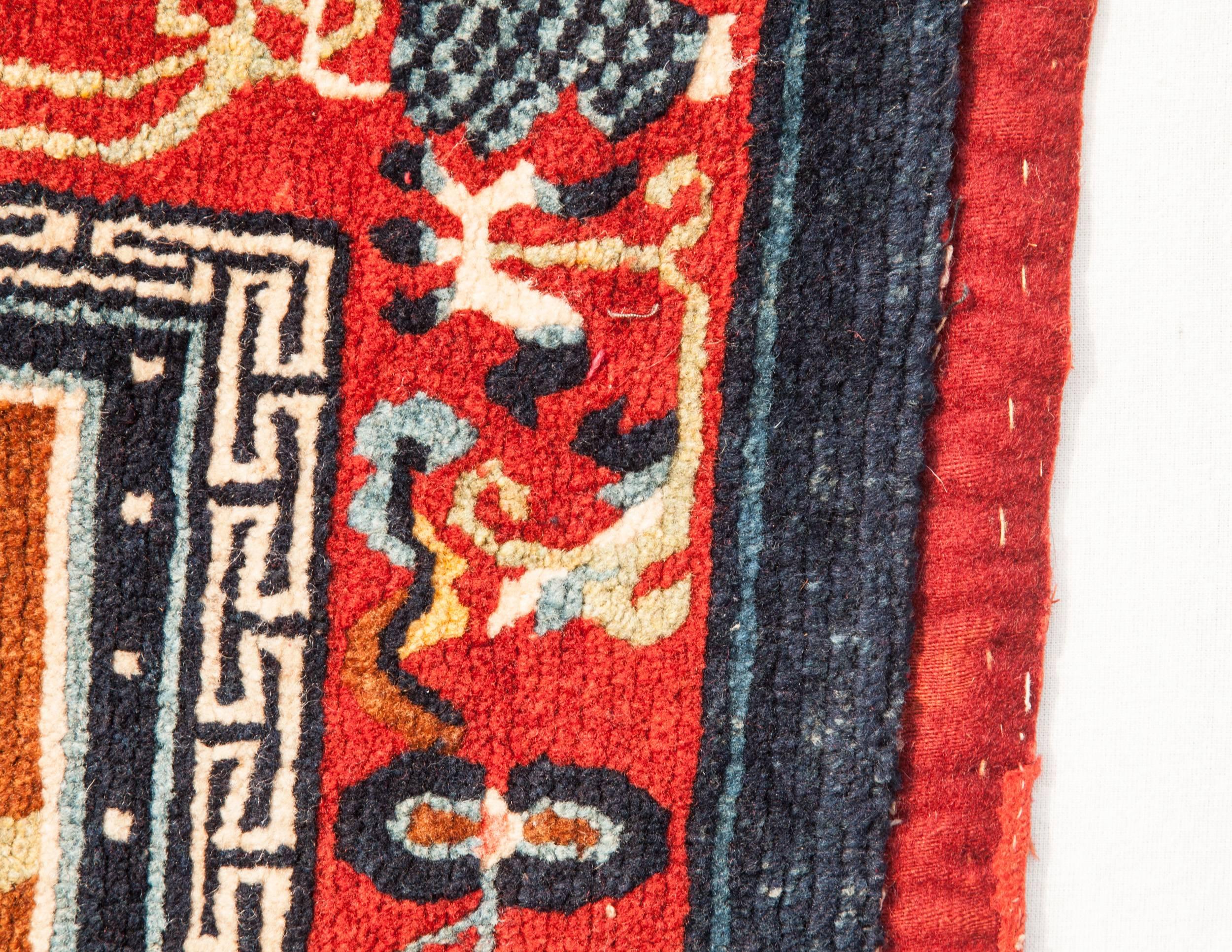 Early 20th Century Antique Sadlle Rug from Tibet In Good Condition In Istanbul, TR
