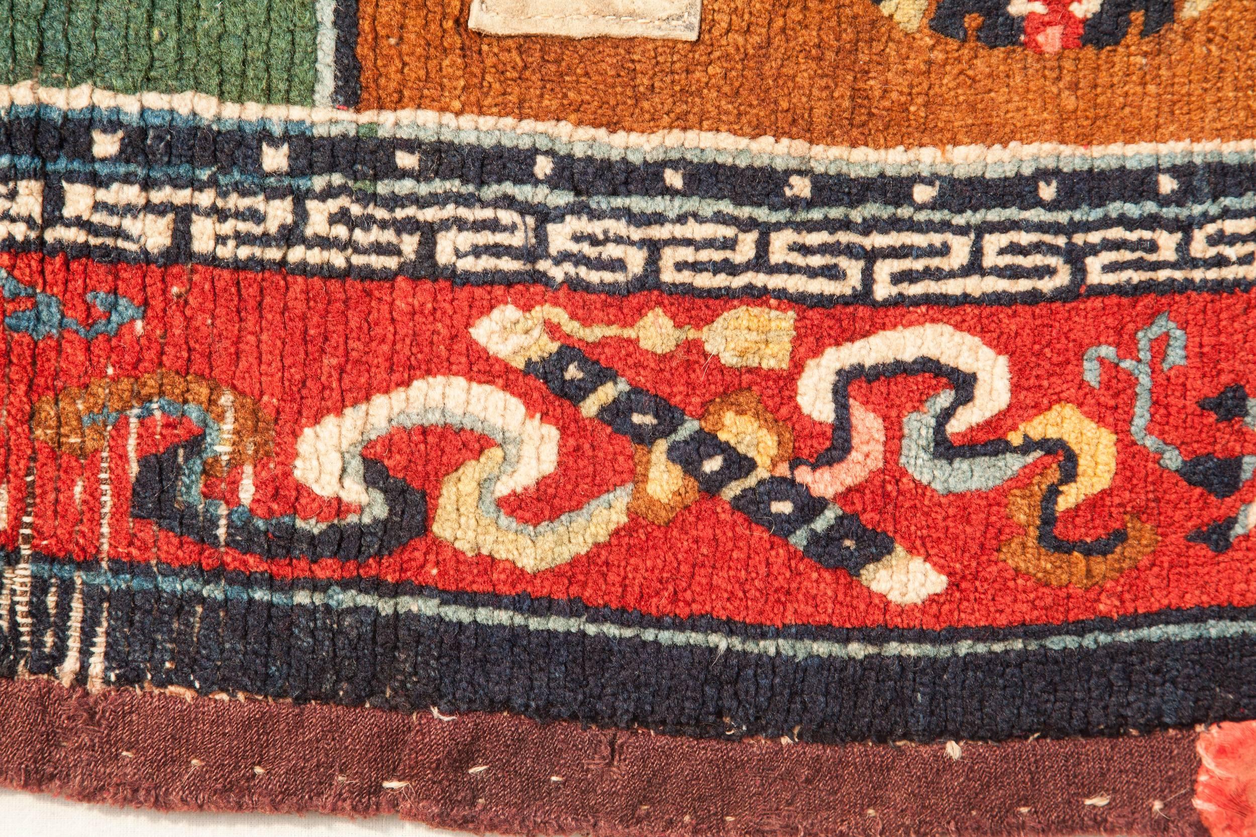 19th Century Early 20th Century Antique Sadlle Rug from Tibet