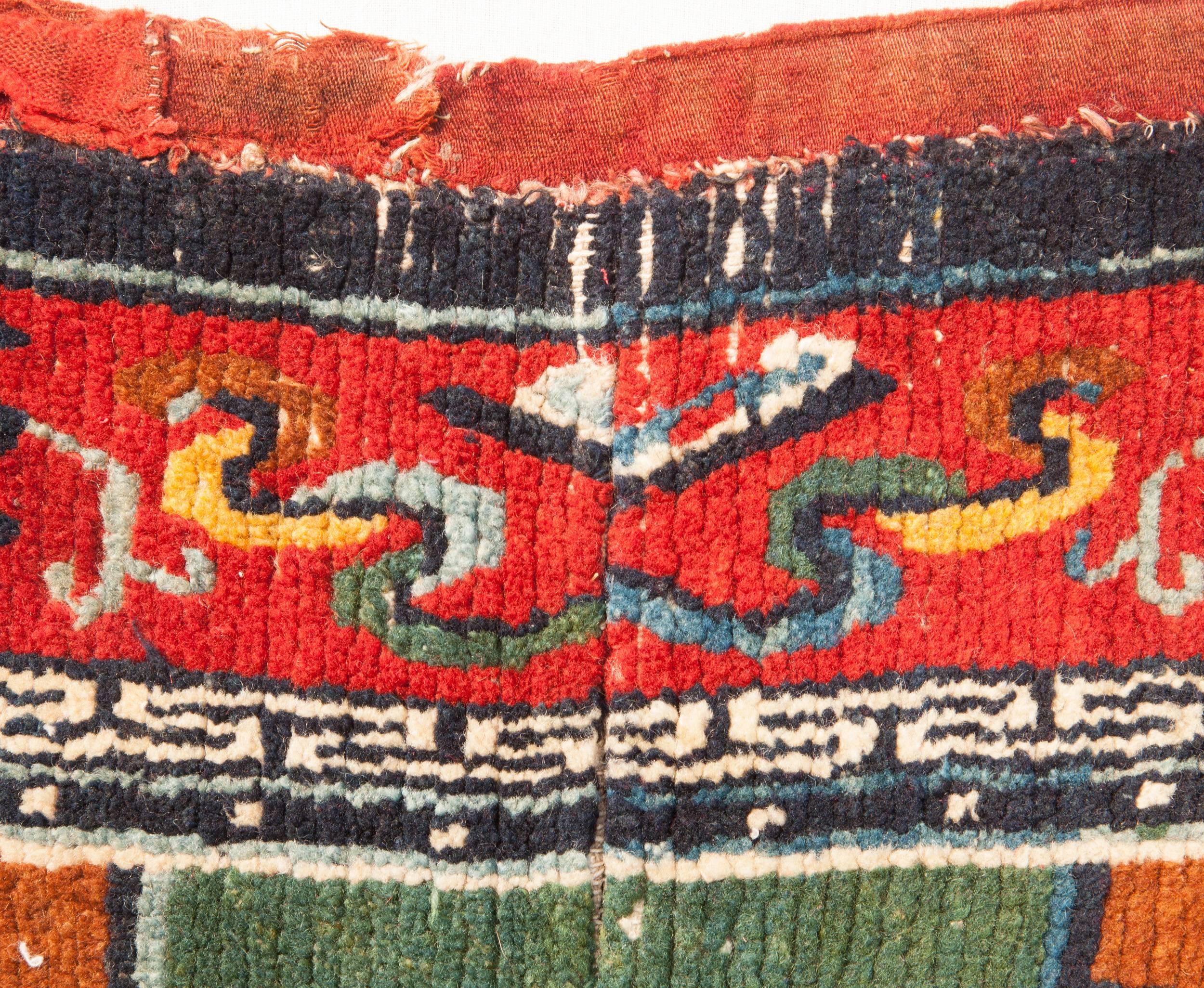 Wool Early 20th Century Antique Sadlle Rug from Tibet