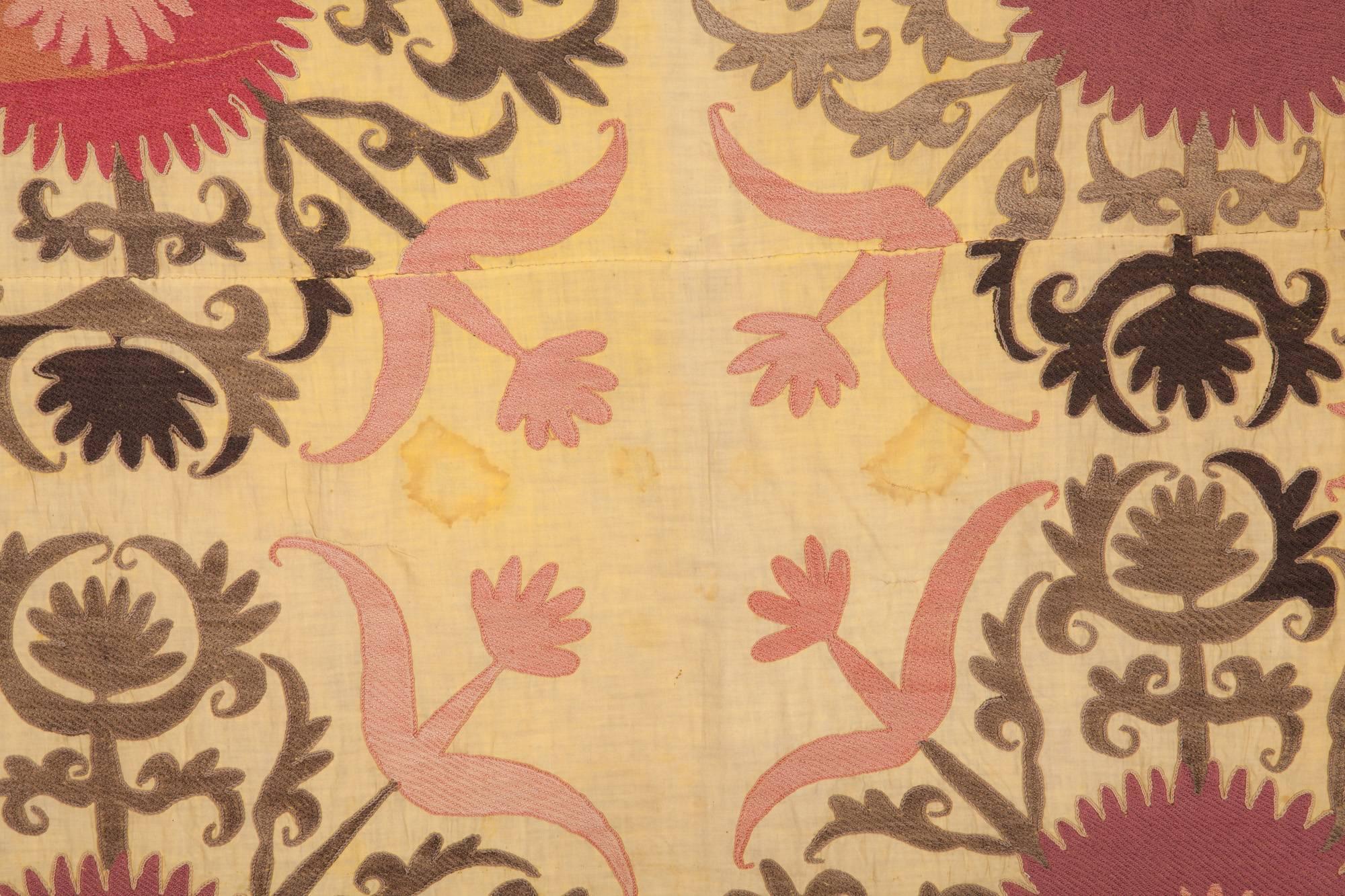 Embroidered Mid-20th Century Suzani from Samarkand, Uzbekistan
