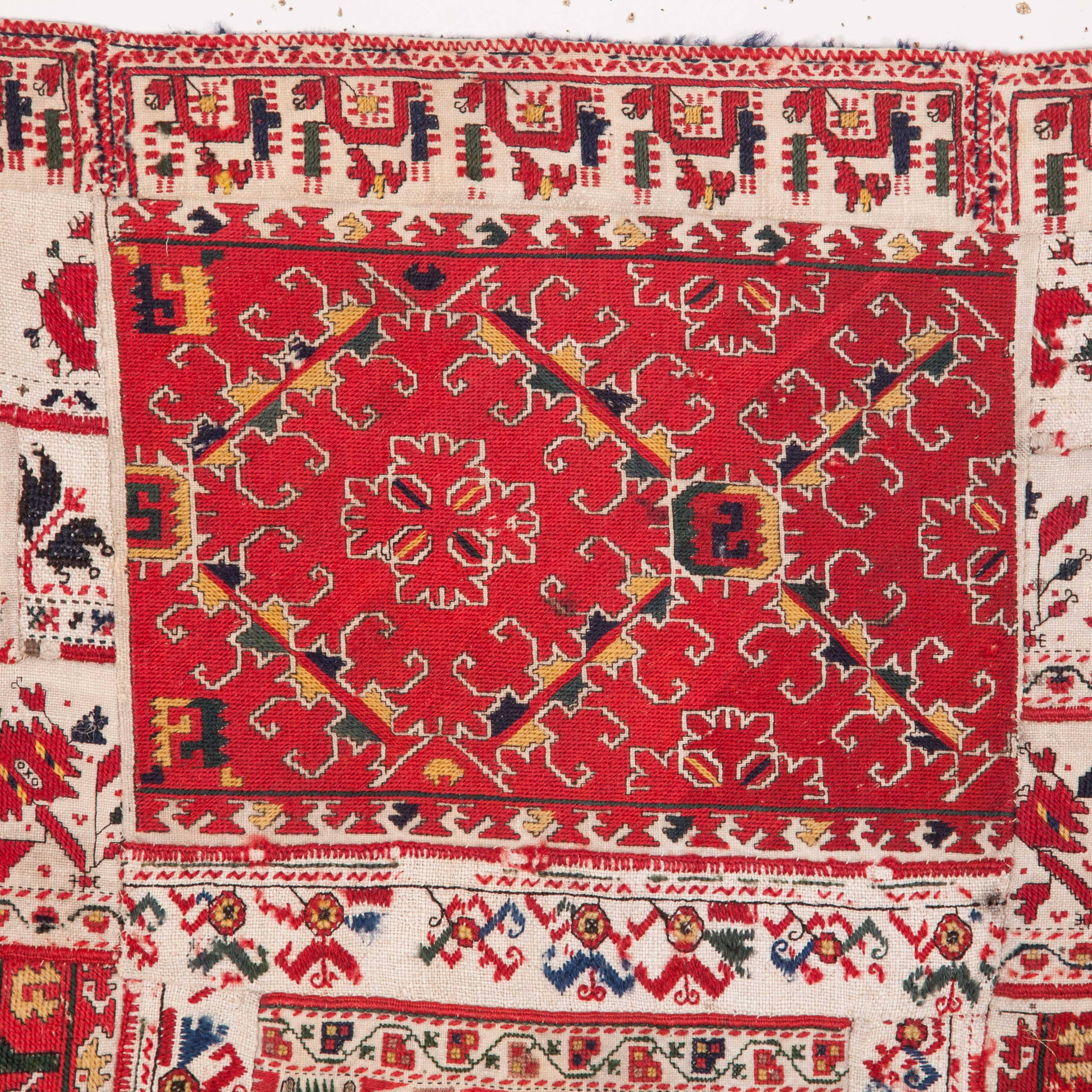 Early 20th century Macedonian embroidered square. A good example with very clear colors.