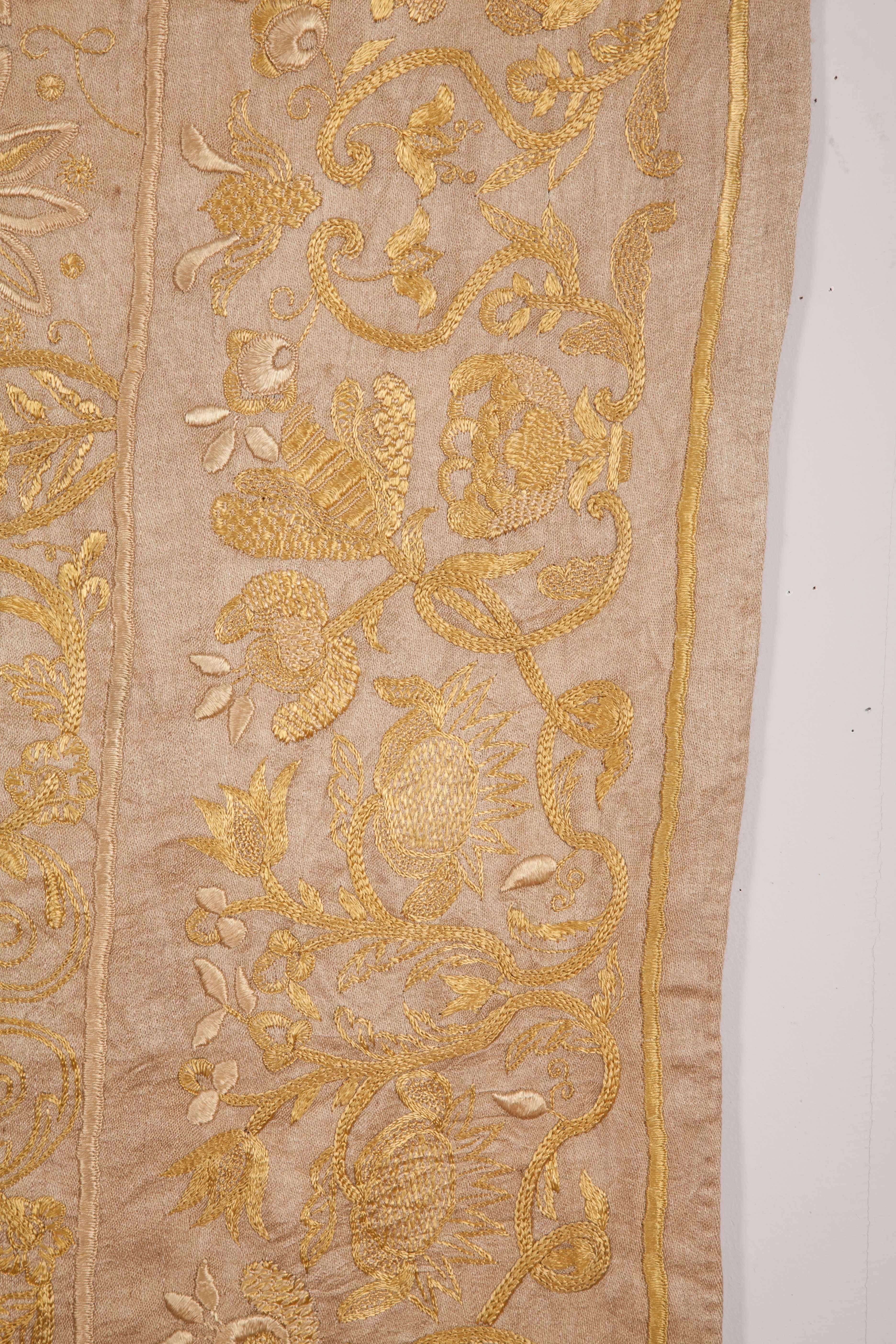 19th Century Indo Portuguese Silk Embroidery on Silk Background In Good Condition In Istanbul, TR
