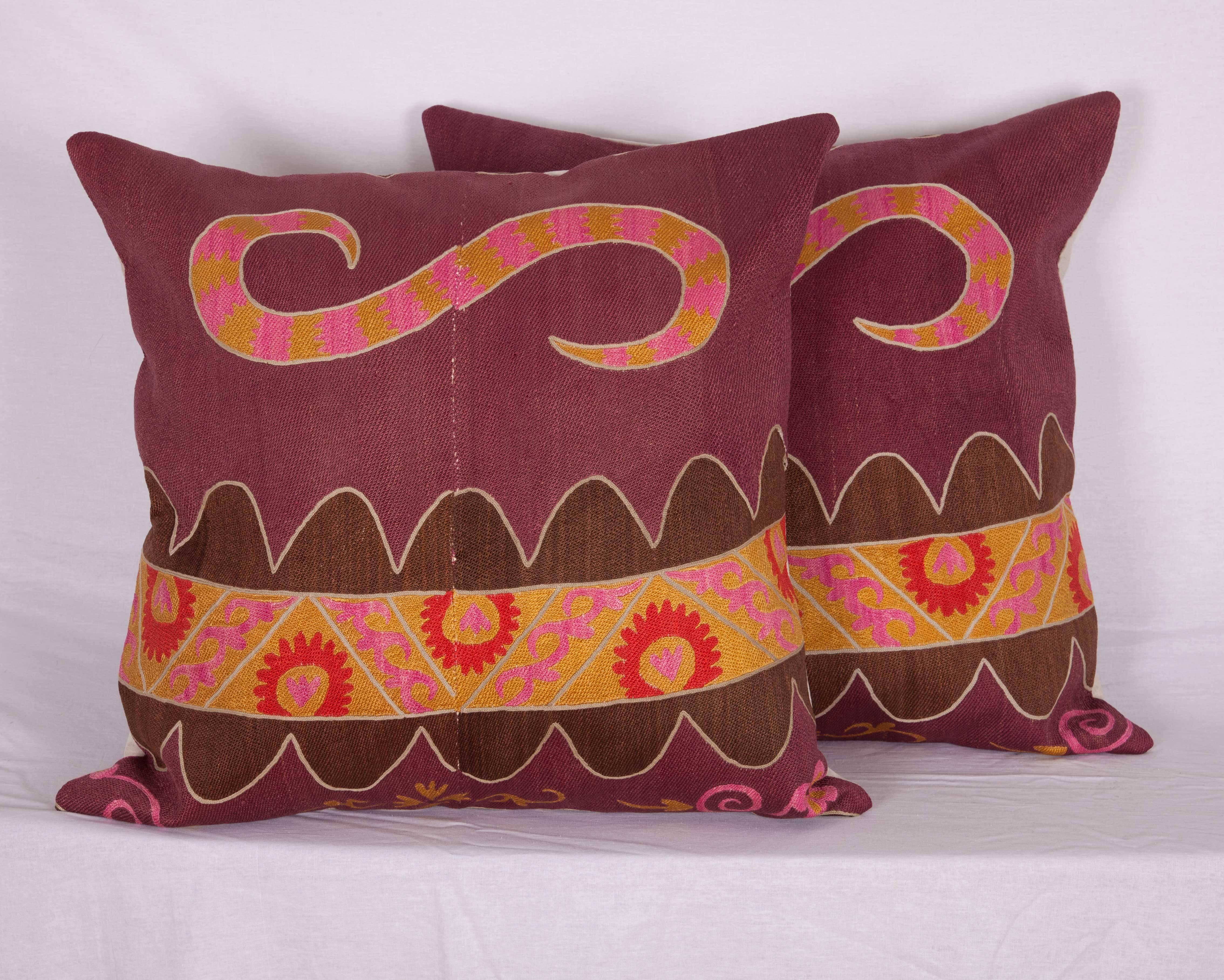 Linen Early 20th Century Uzbek Pishkent Suzani Pillow Cases