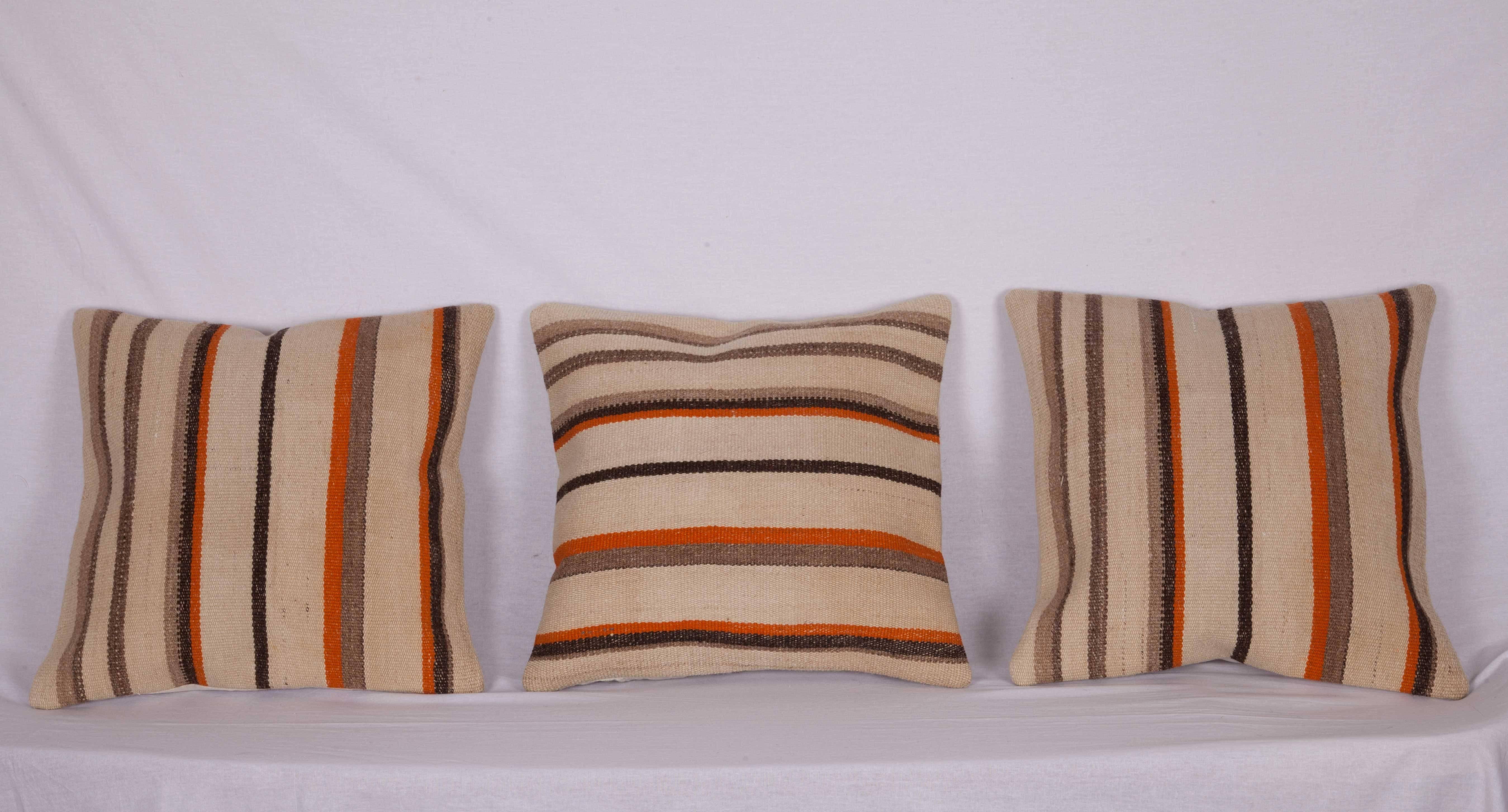 Woven Pillow Cases Fashioned Out of an Anatolian Mid-20th Century Wool Kilim