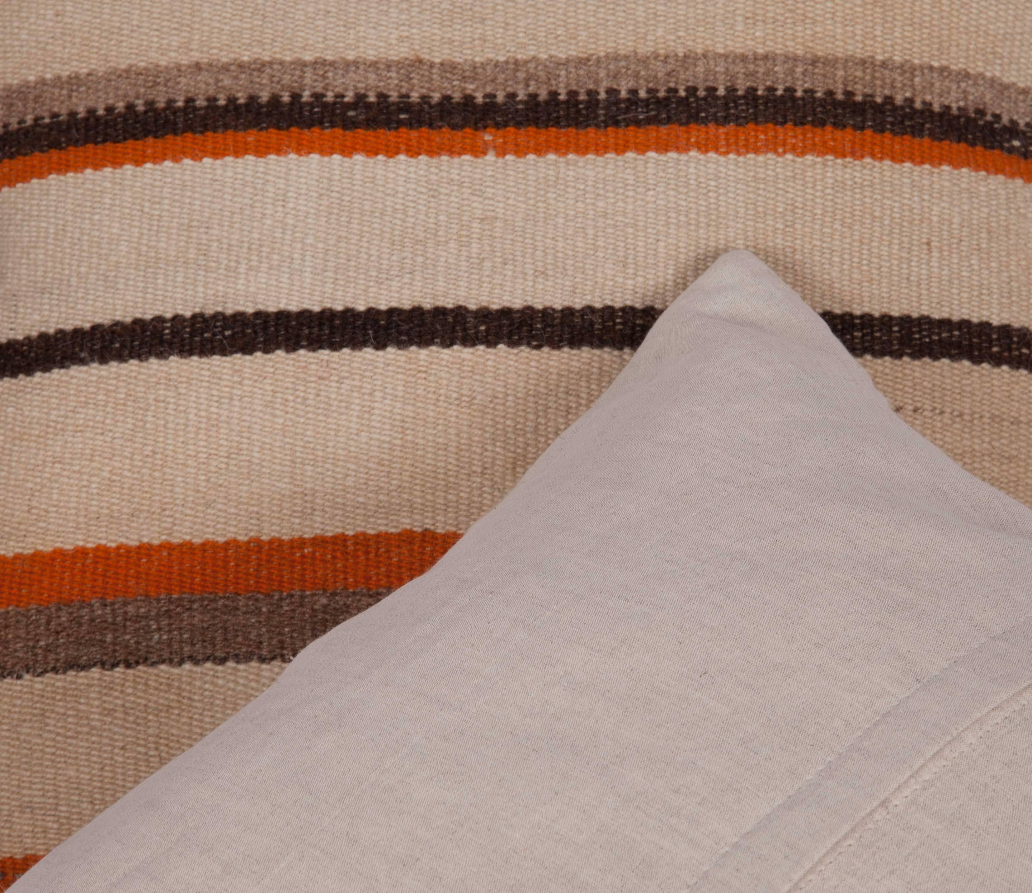 Pillow Cases Fashioned Out of an Anatolian Mid-20th Century Wool Kilim In Good Condition In Istanbul, TR