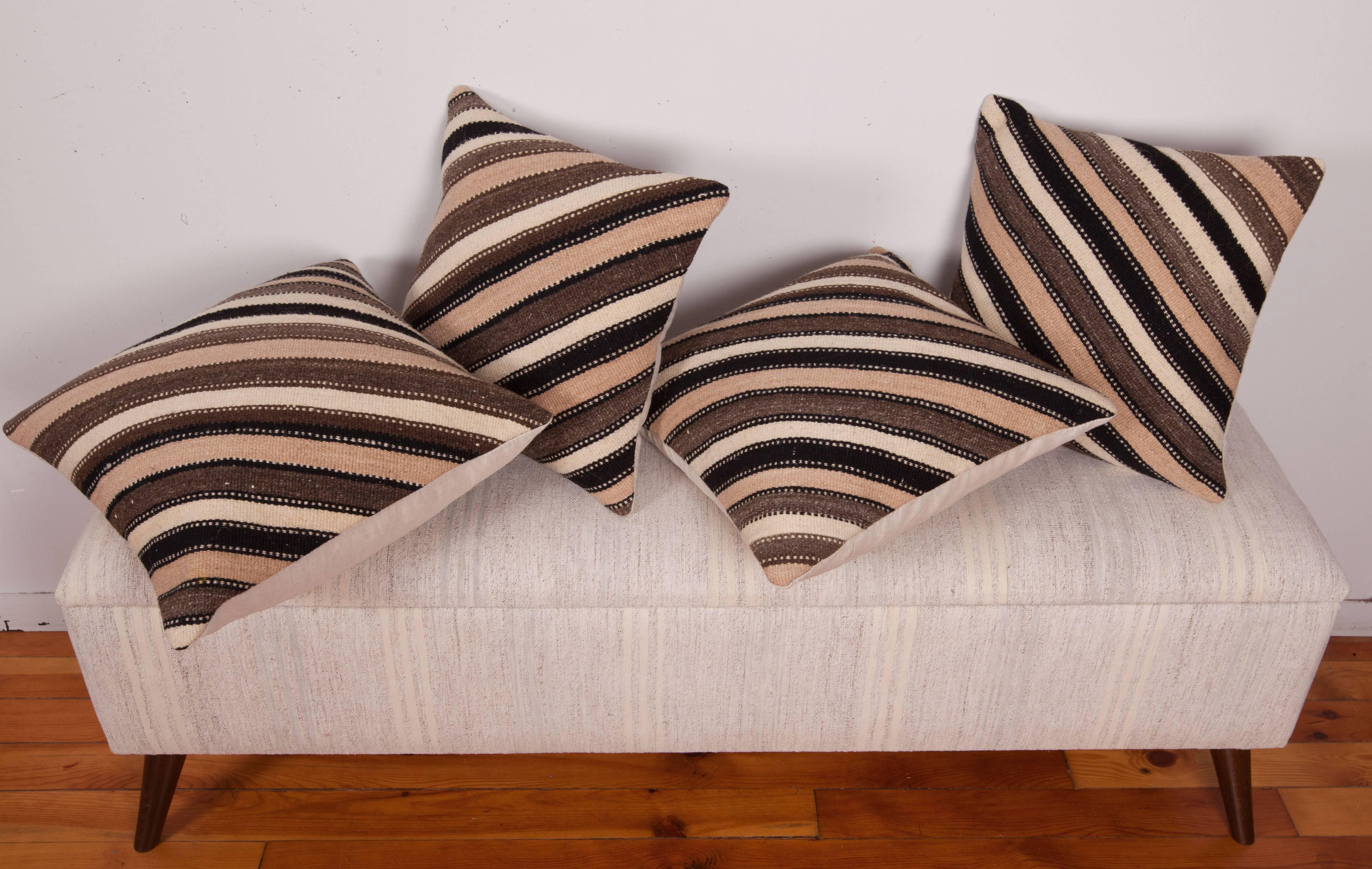 Pillow Cases Fashioned Out of an Anatolian Mid-20th Century Wool Kilim 1