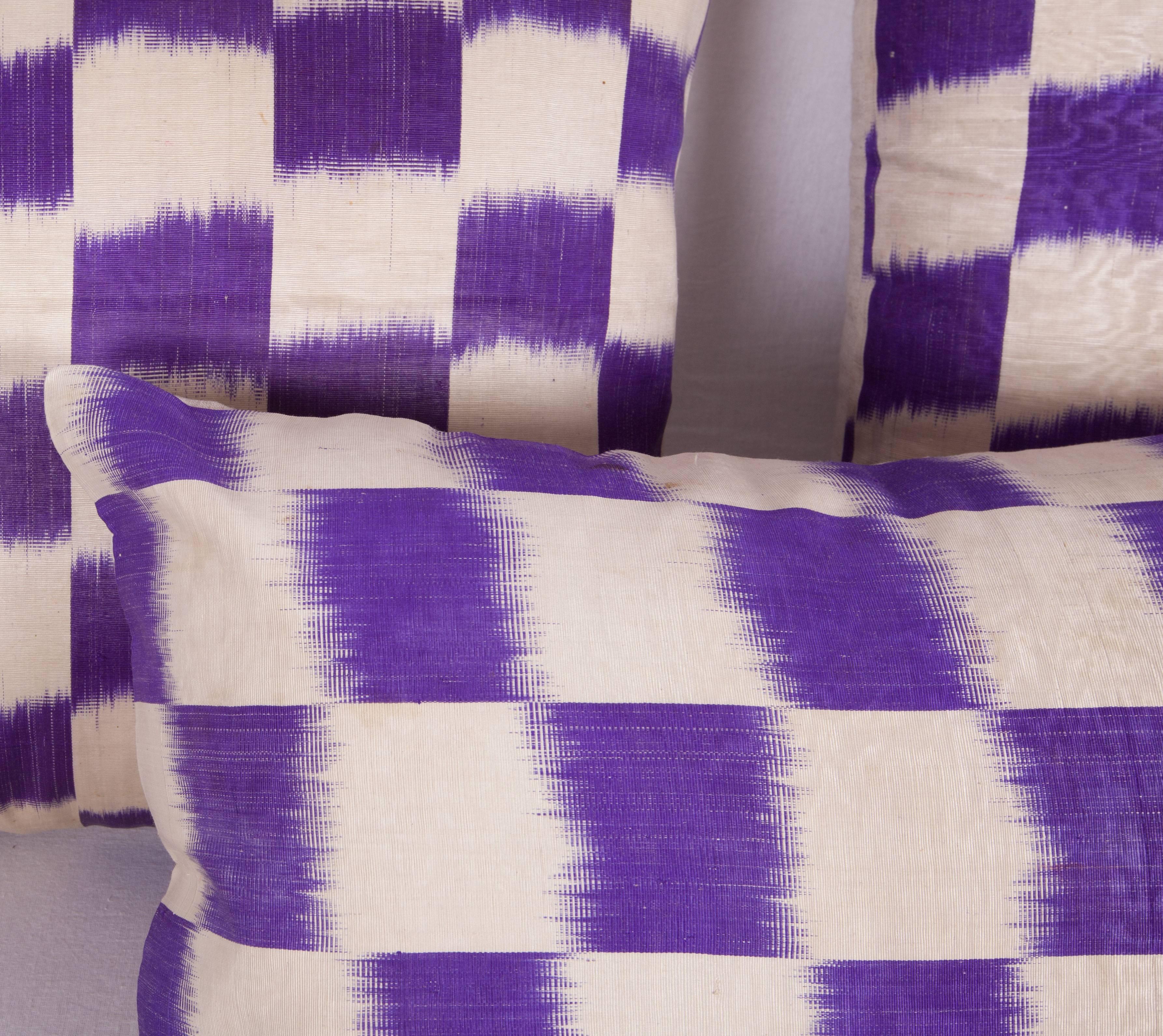 Tribal Ikat Pillow Cases Made Out of an Early 20th Century Uzbek Ikat For Sale