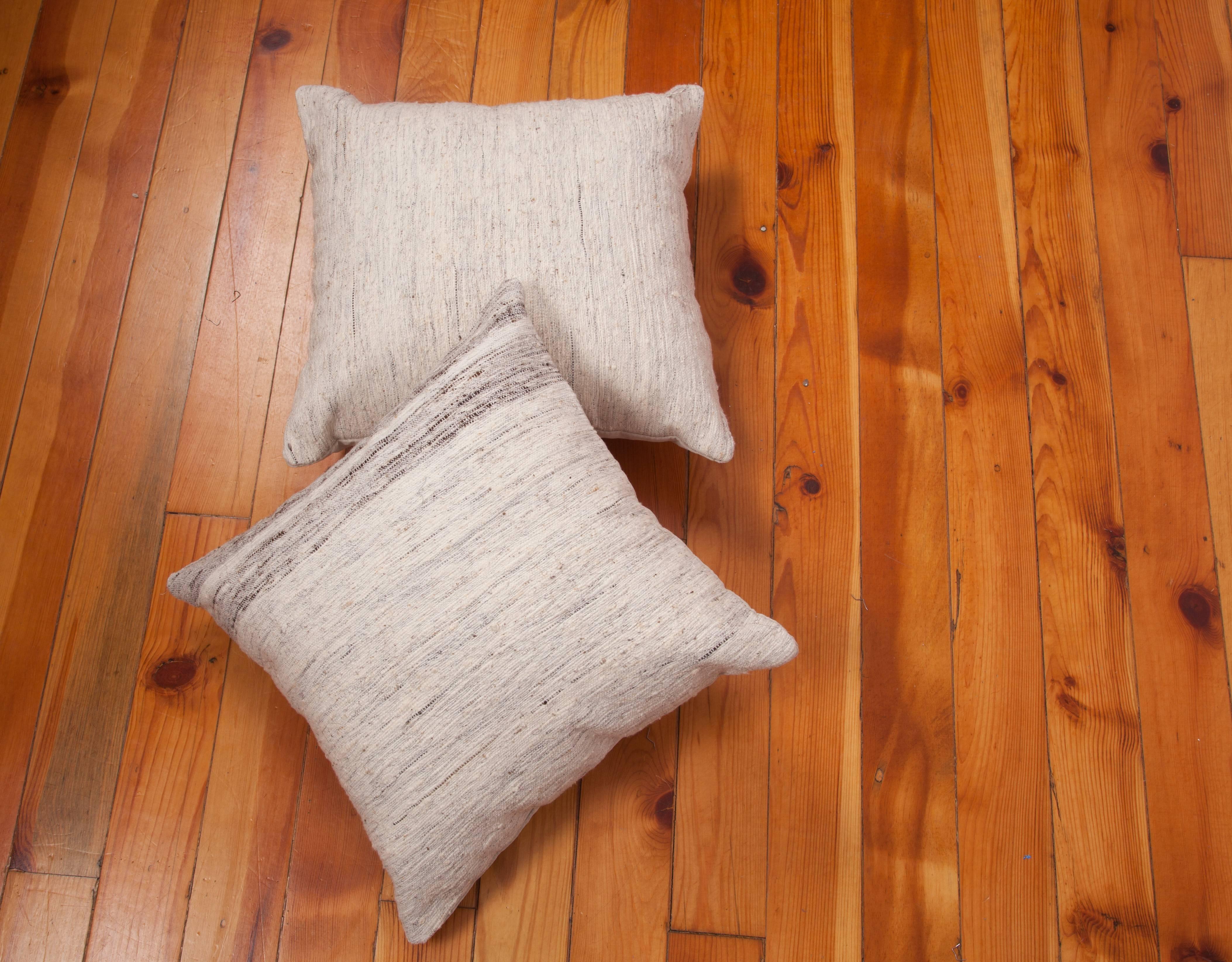 Goat Hair Pillow Cases Fashioned Out of a Mid-20th Century Anatolian Kilim For Sale