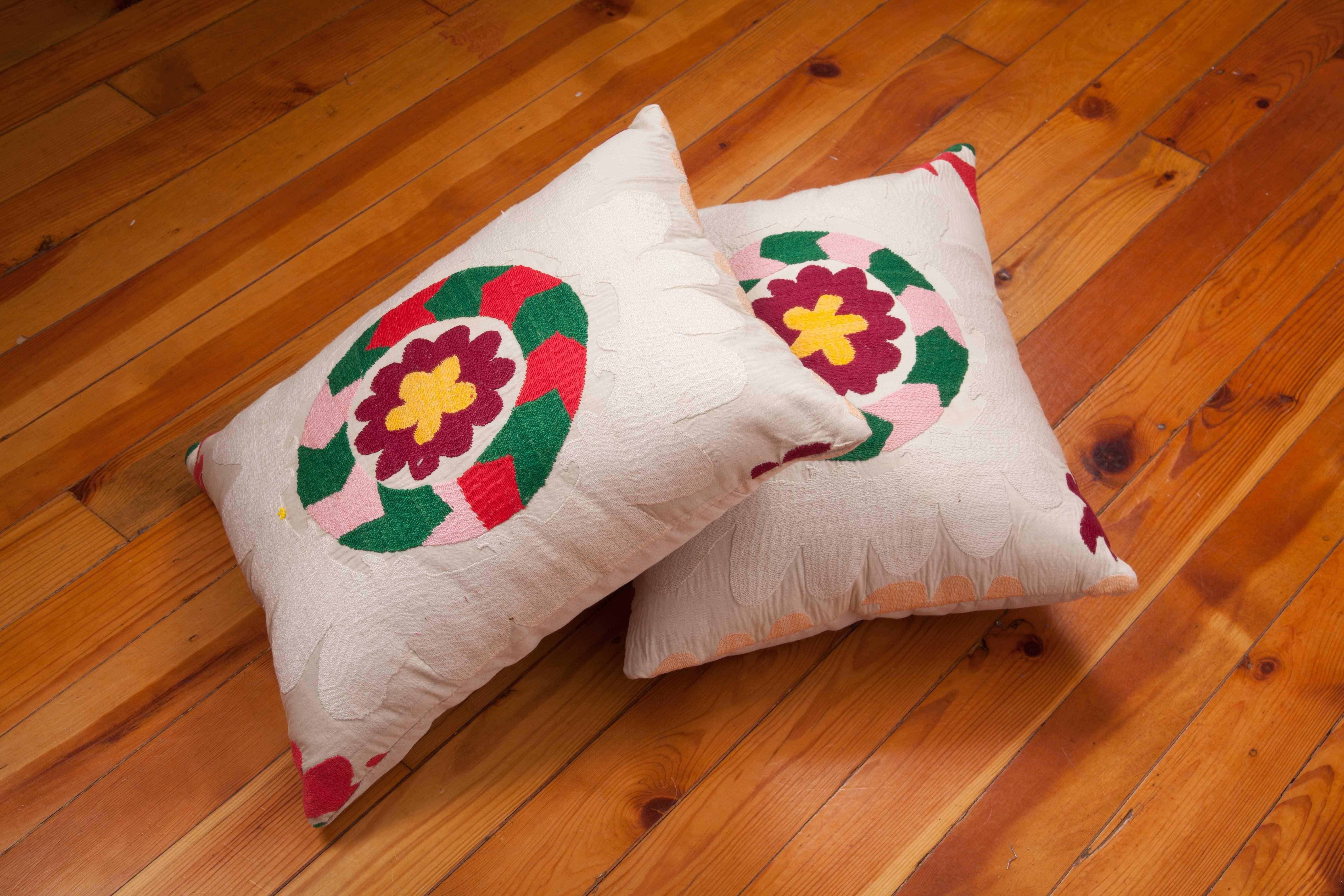 Embroidered Pillow Cases Fashioned Out of a Vintage Tajik Suzani