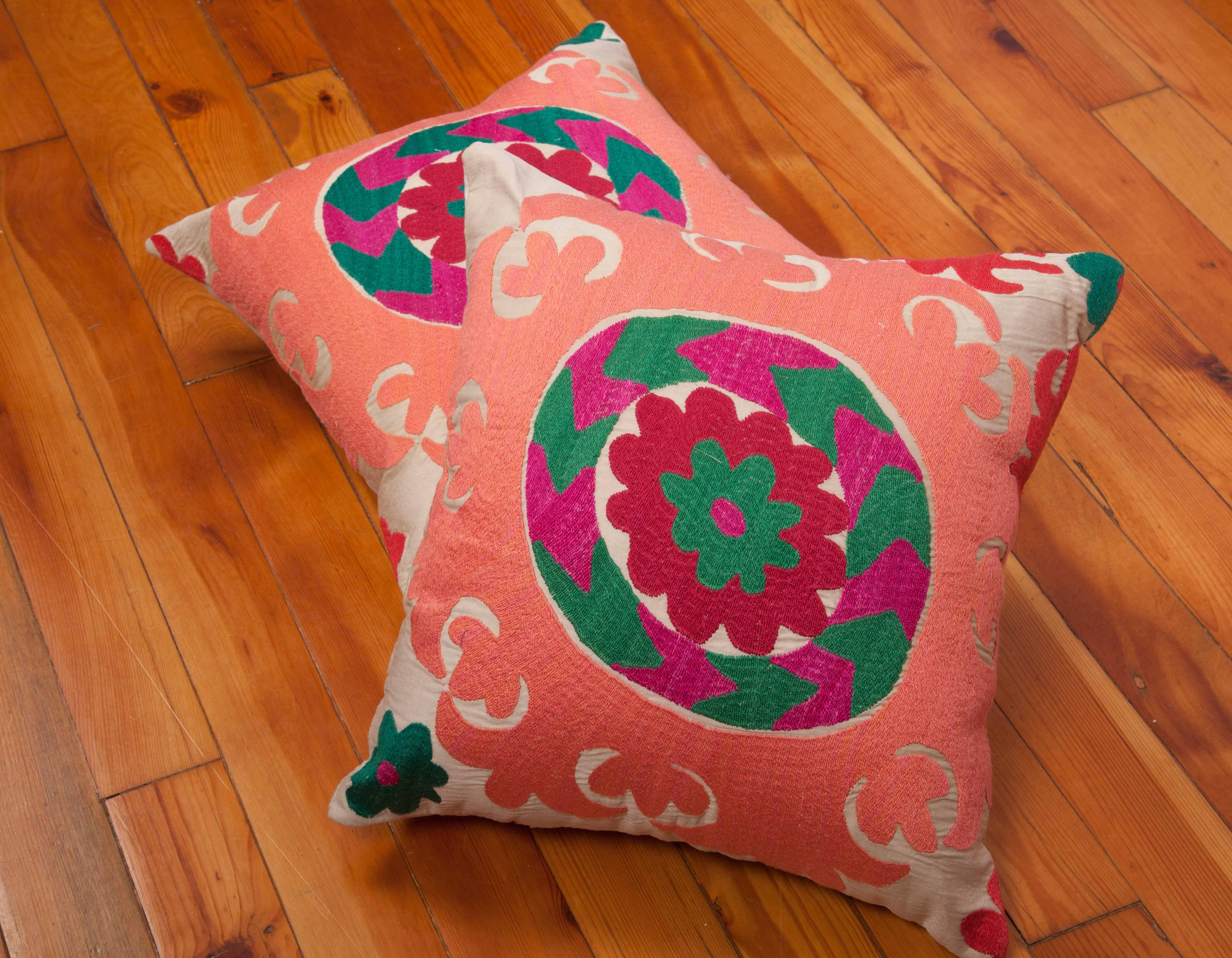 Pillow Cases Fashioned Out of a Vintage Tajik Suzani 1