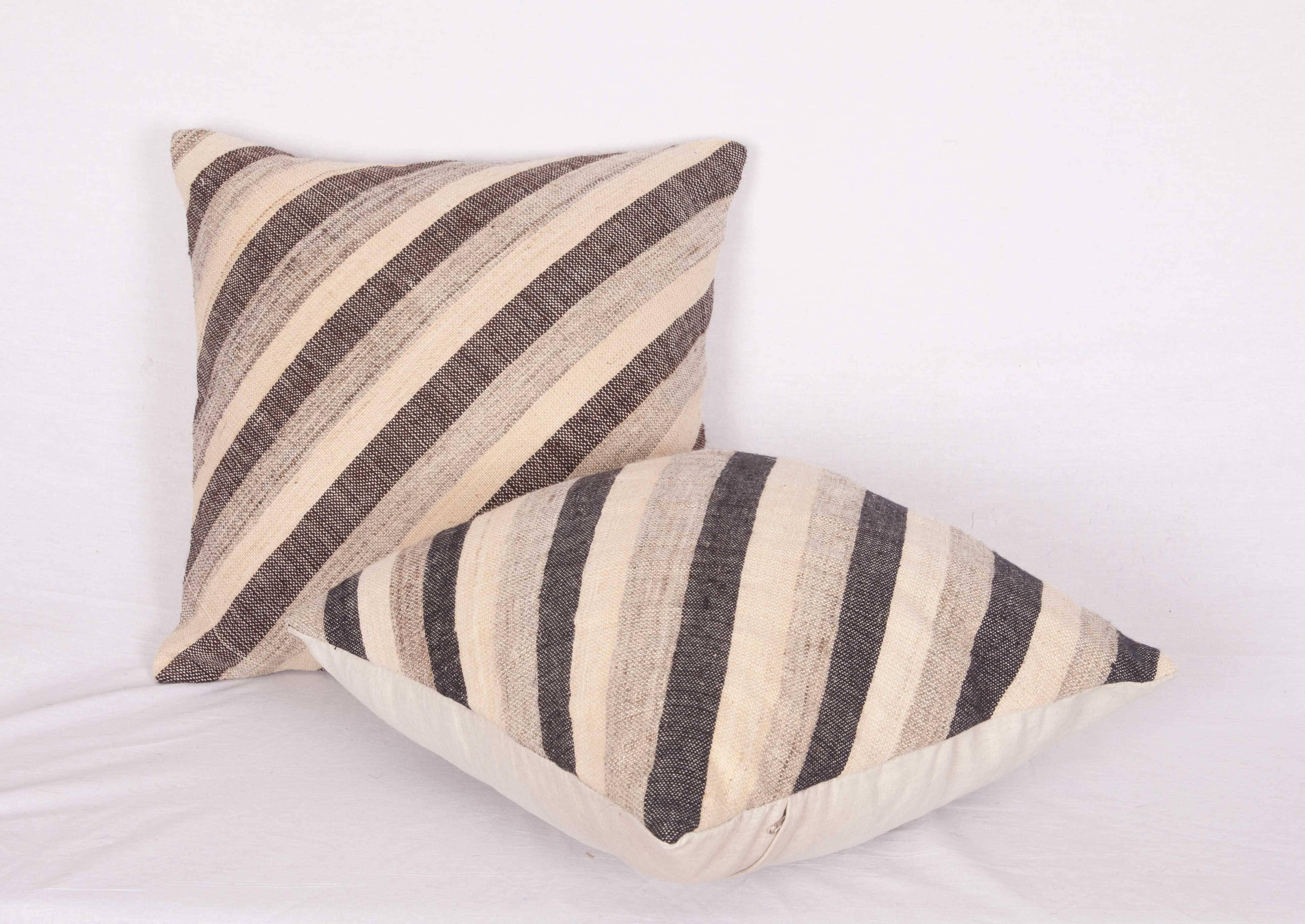 Woven Pillows Made Out of an Anatolian Turkish Mid-20th Century Kilim