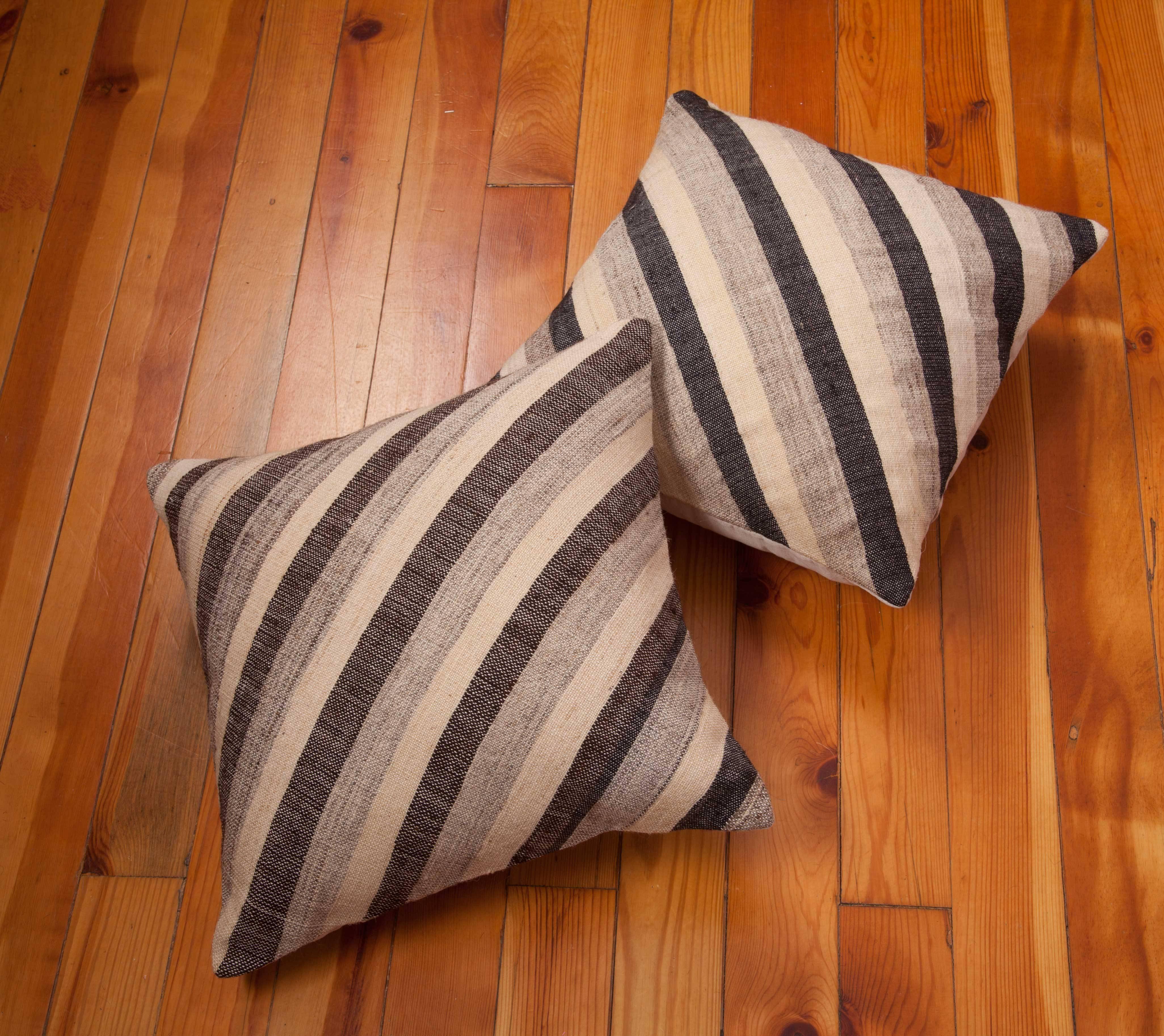 Pillows Made Out of an Anatolian Turkish Mid-20th Century Kilim 2