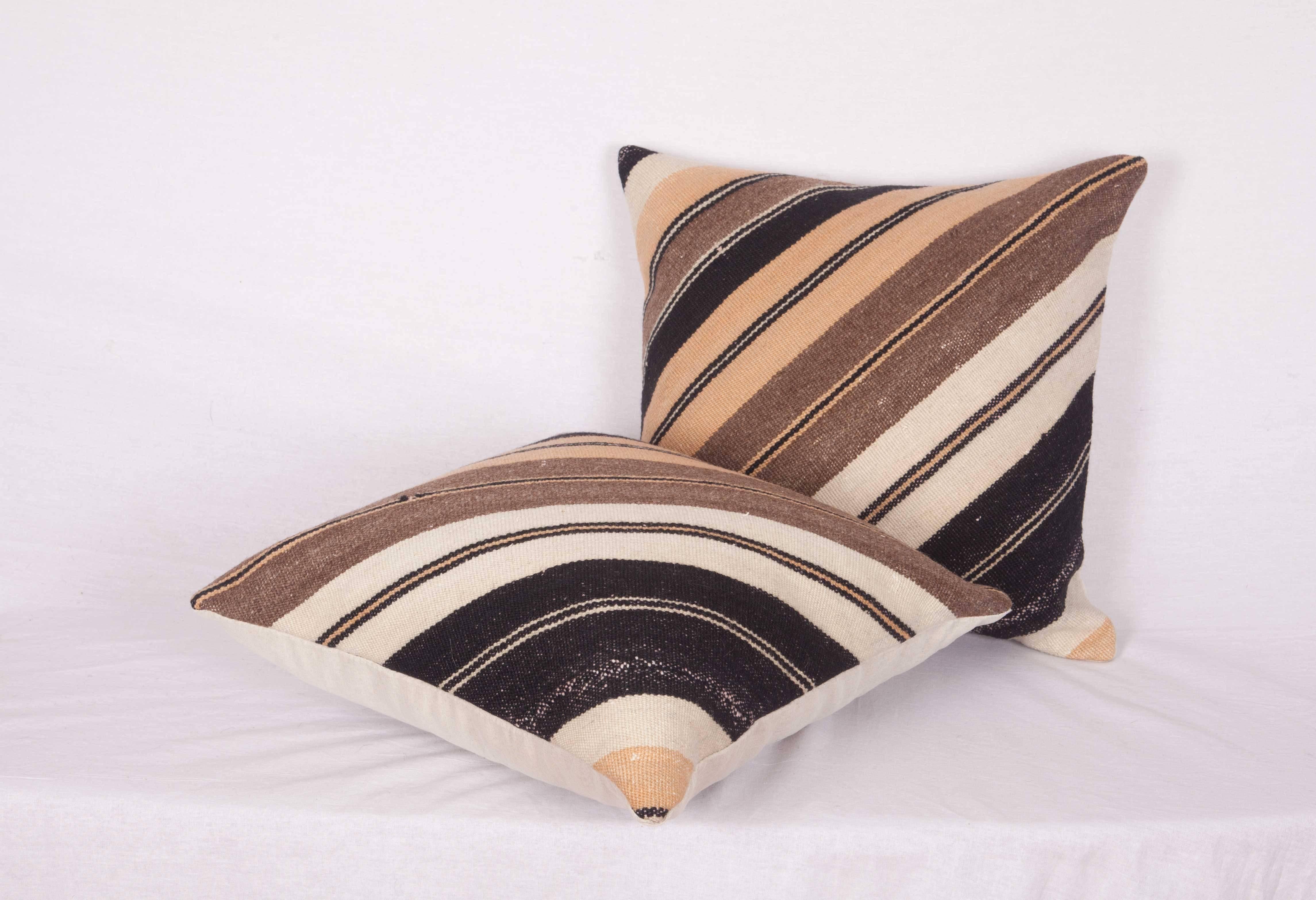 Woven Pillows Made Out of an Anatolian Turkish Mid-20th Century Kilim