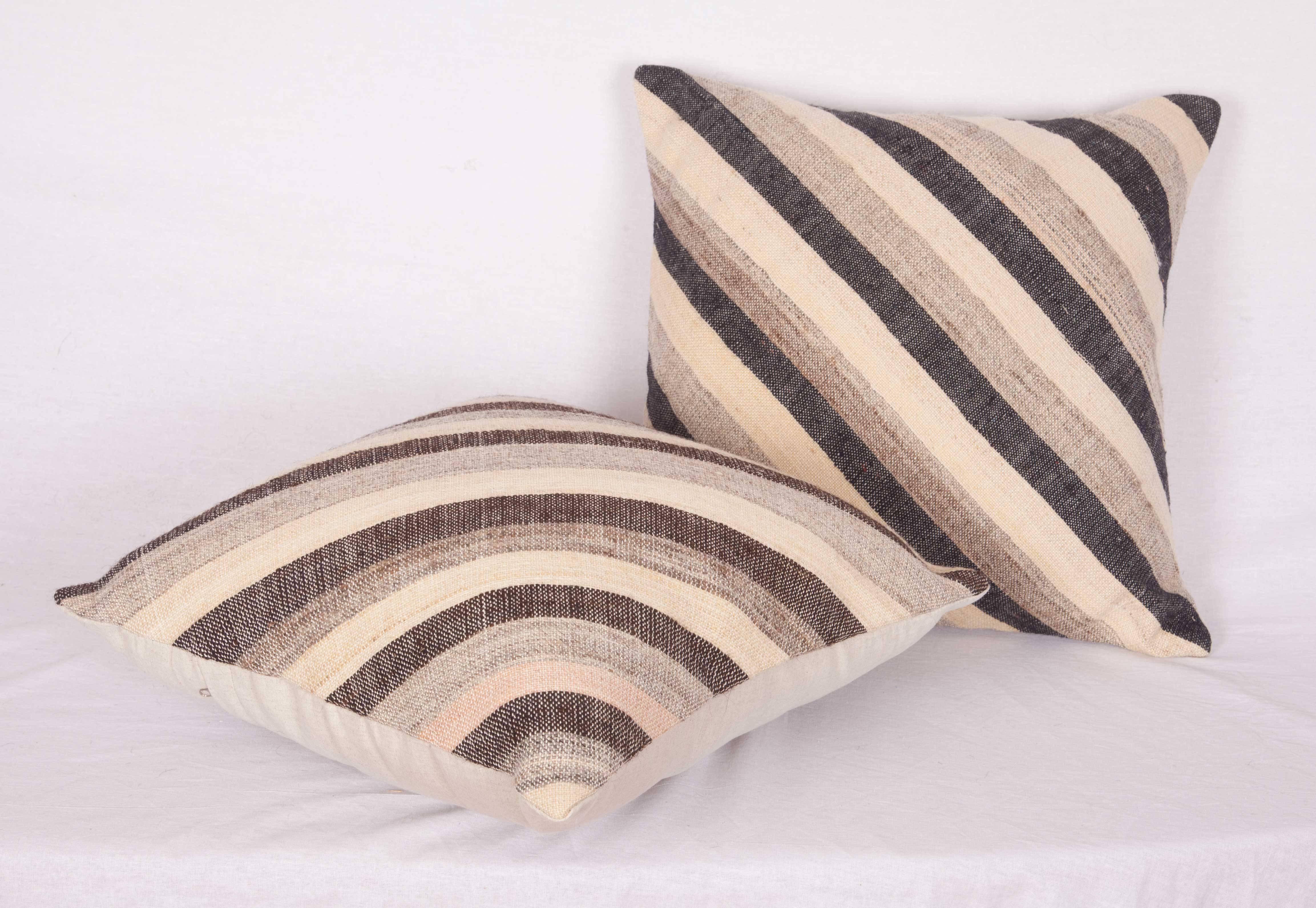 Woven Pillows Made Out of an Anatolian Turkish, Mid-20th Century Kilim